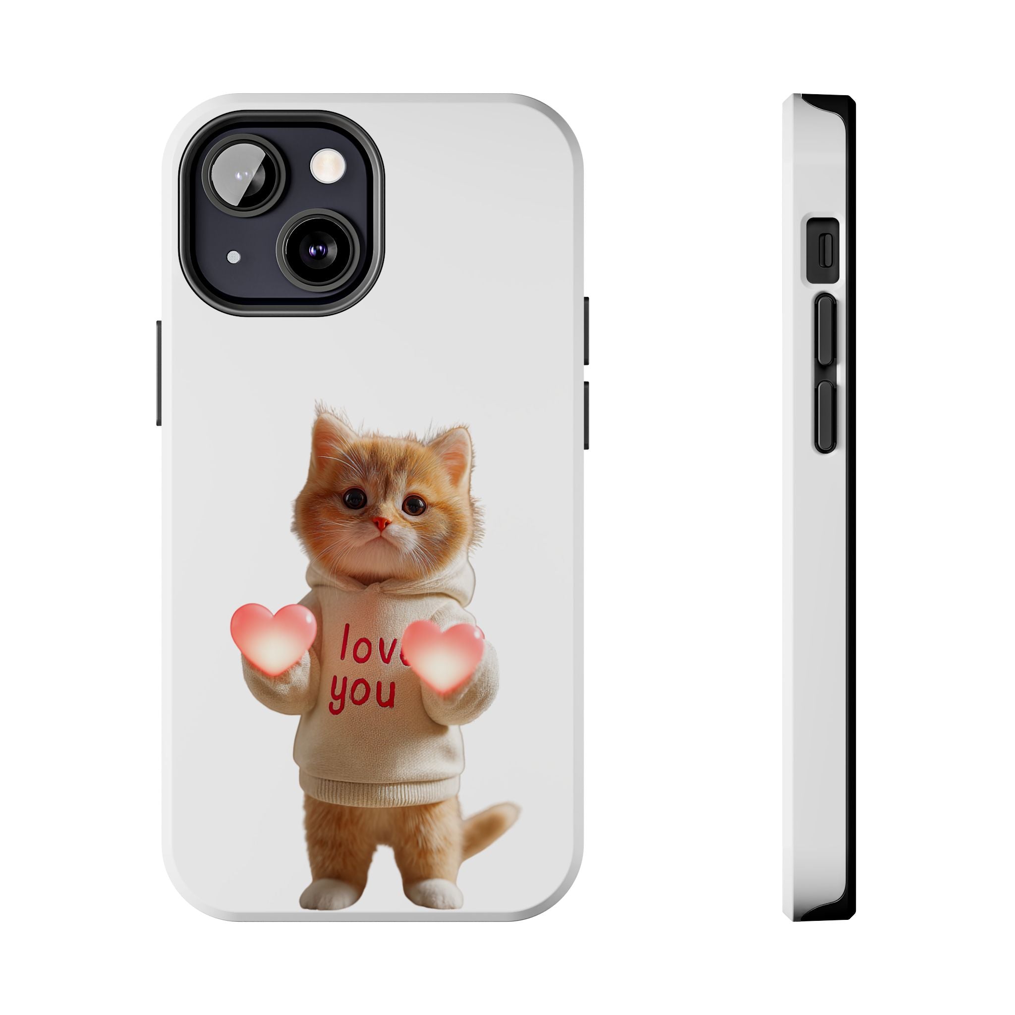 Cute Kitten ‘Love You’ Heart Paw Tough Protective Case