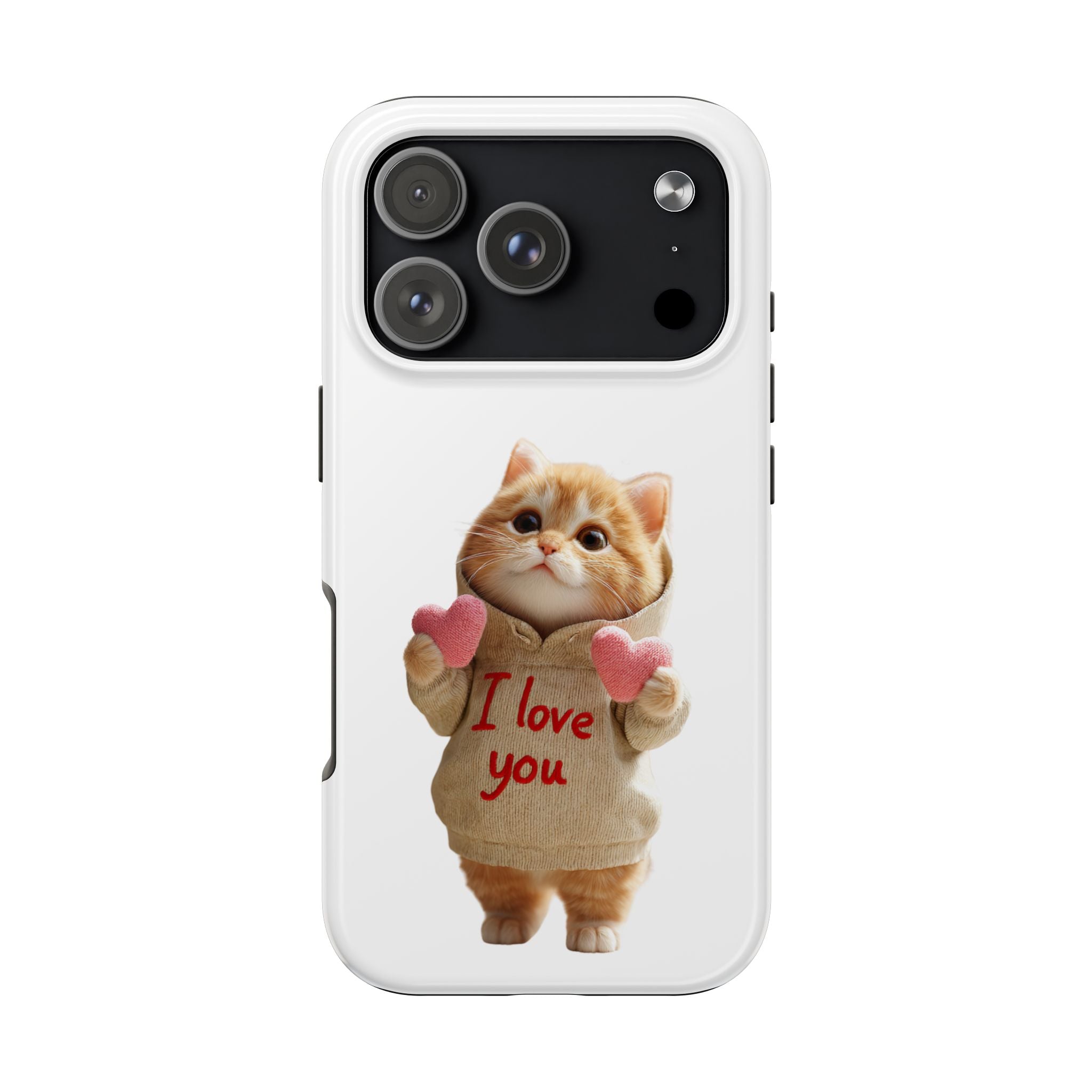 Cute Cat Phone Case with 'I Love You' Design