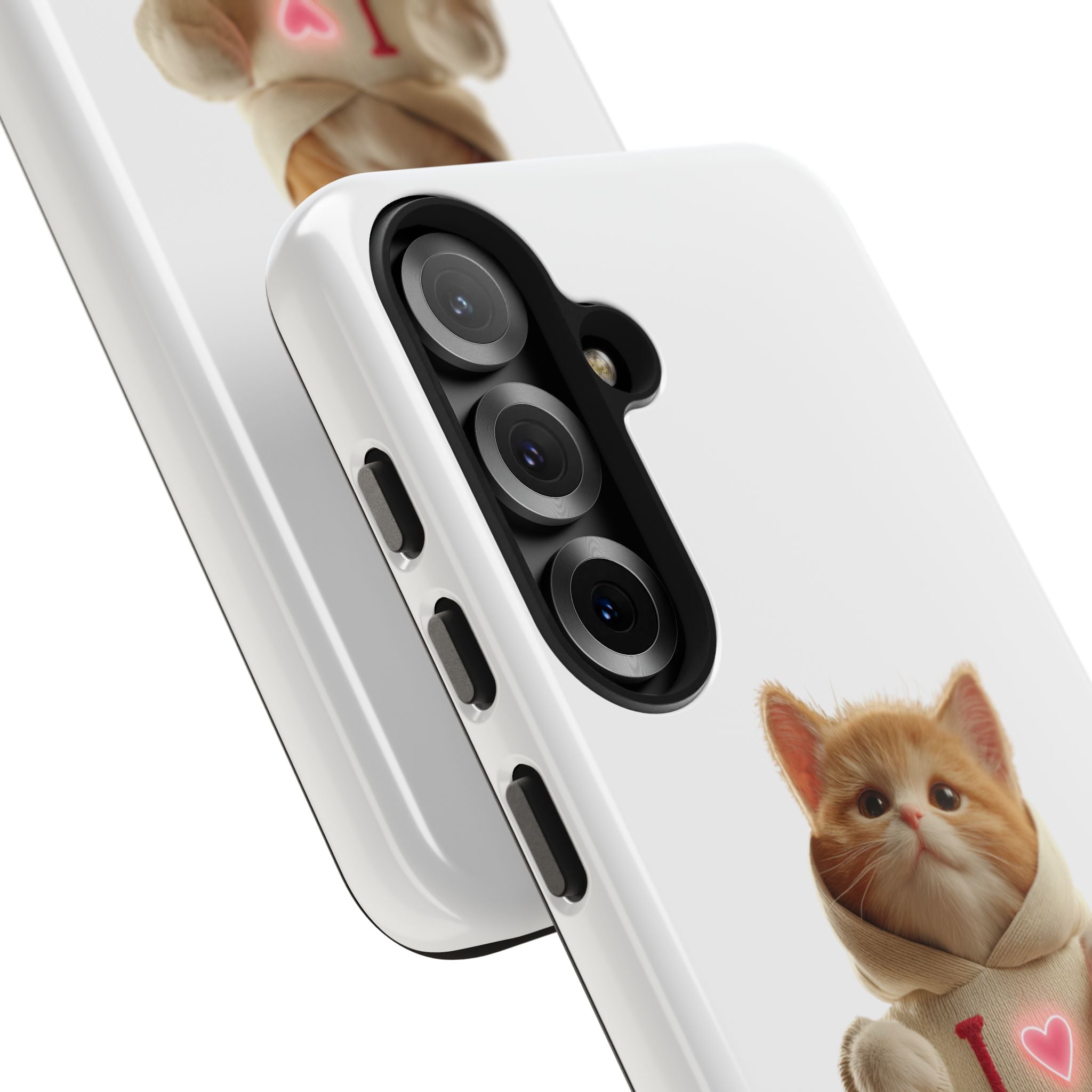 Cute Cat Tough Phone Case – 'I  You' Design