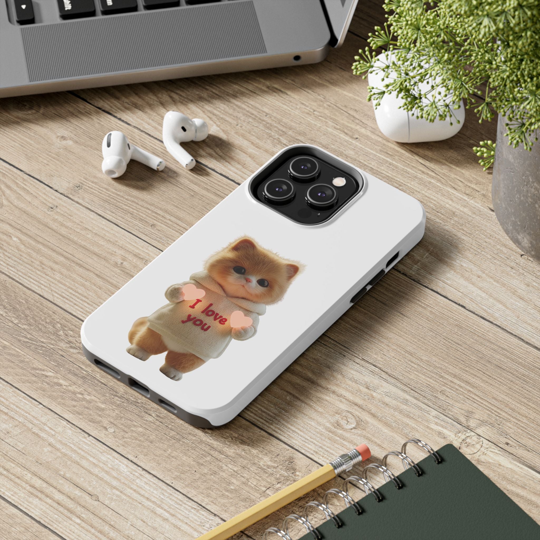 Cute Cat Love Phone Case - Tough Protection with Adorable Design