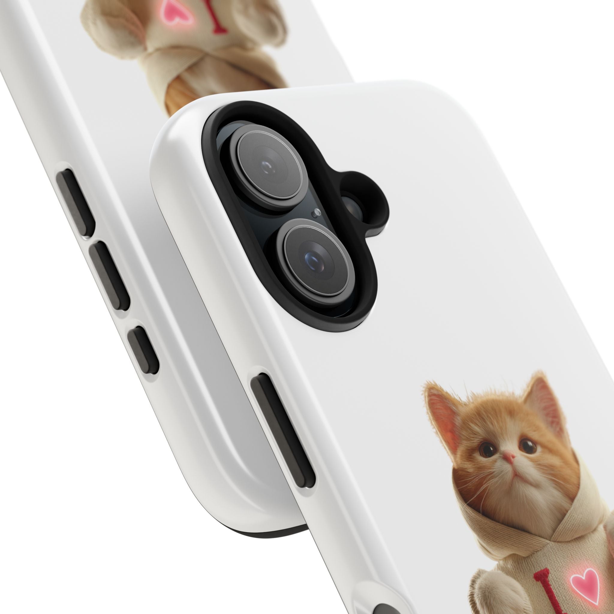 Cute Cat Tough Phone Case – 'I  You' Design