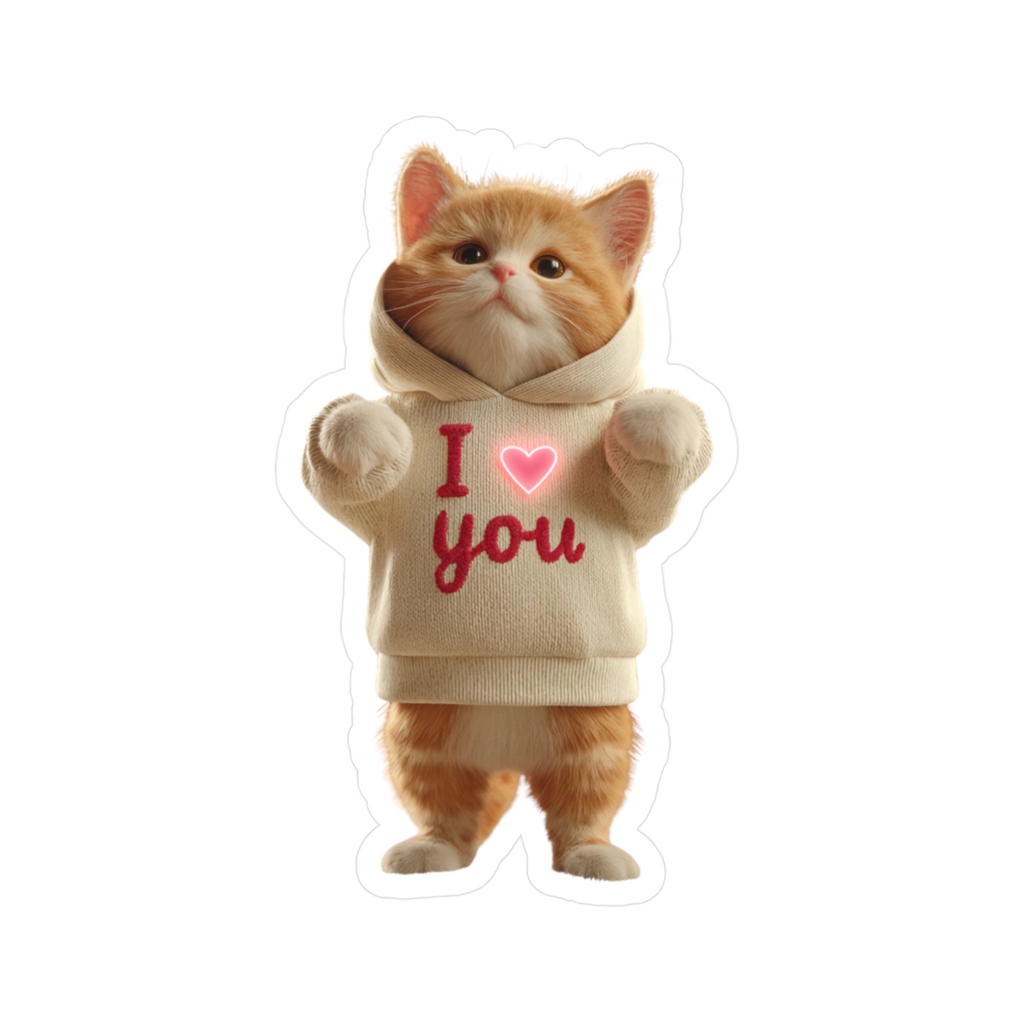 Cute Cat 'I  You' Kiss-Cut Vinyl Sticker