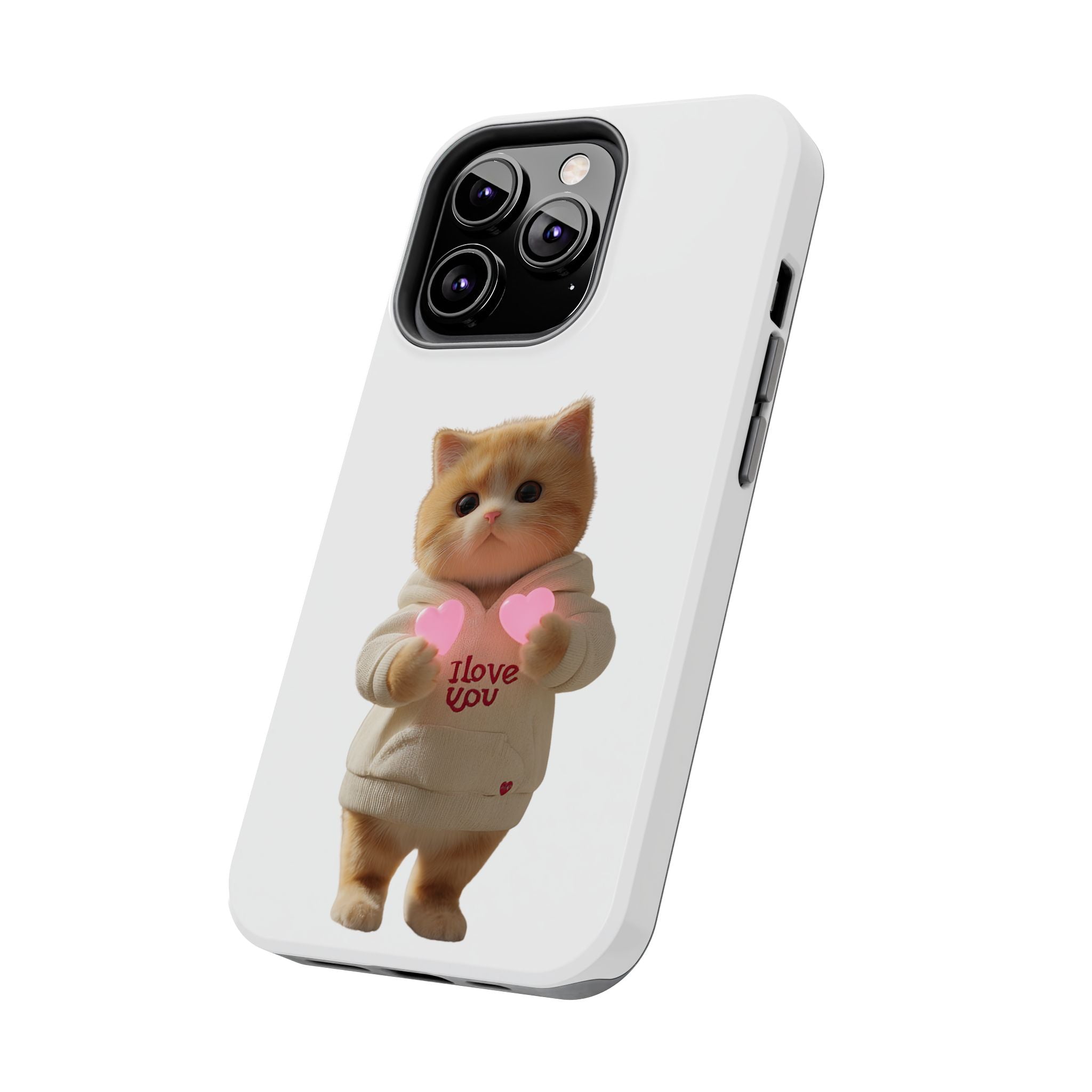 Cute Cat Tough Phone Case - I Love You Design