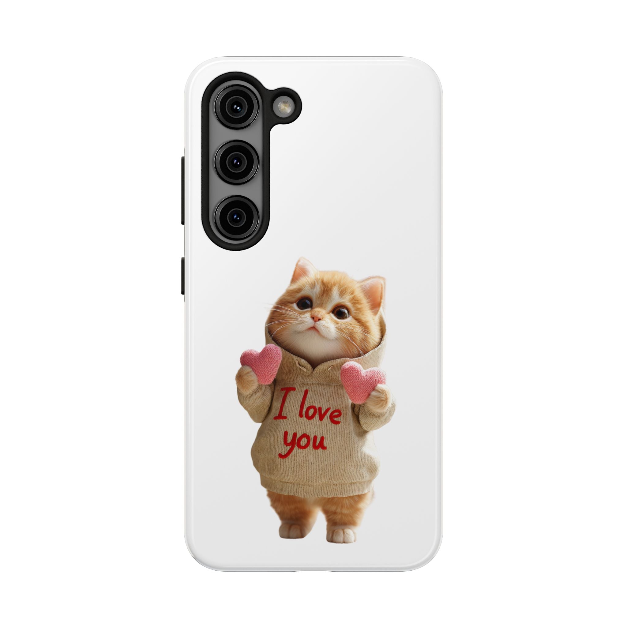 Cute Cat Phone Case with 'I Love You' Design