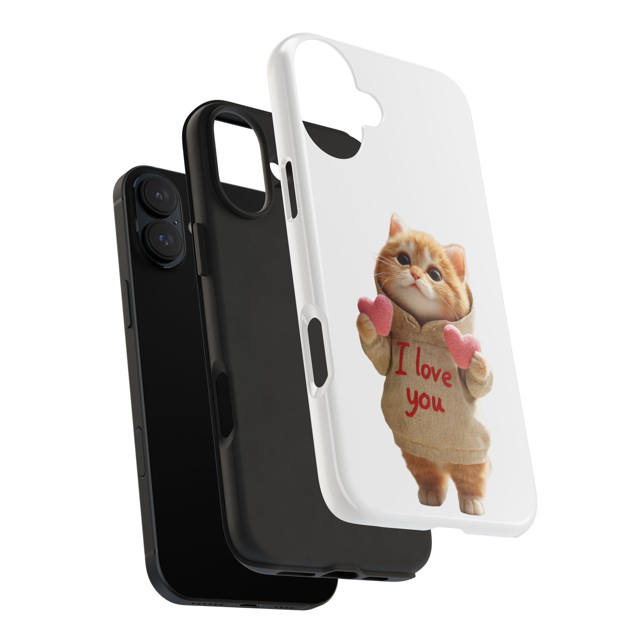 Cute Cat Phone Case with 'I Love You' Design