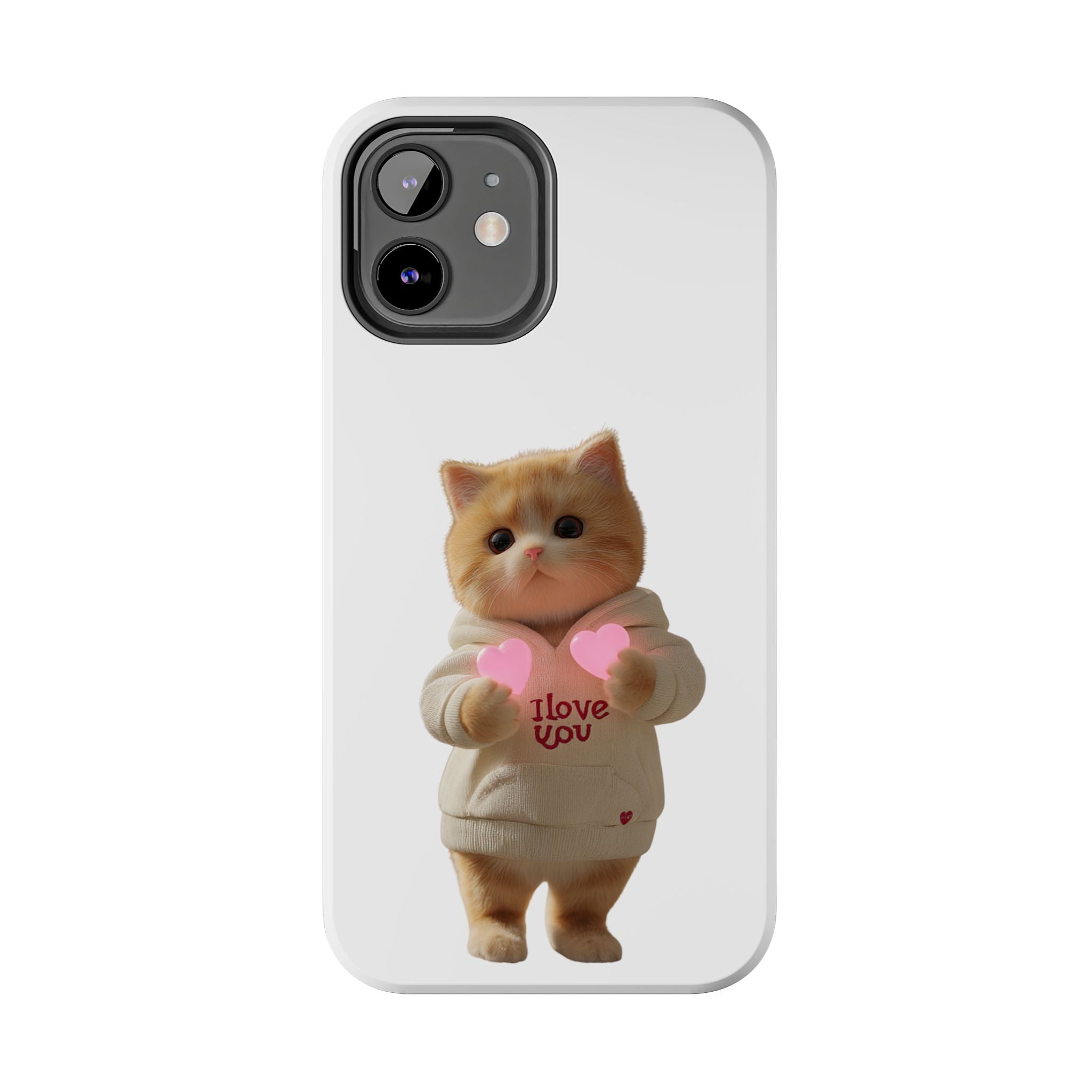 Cute Cat Tough Phone Case - I Love You Design