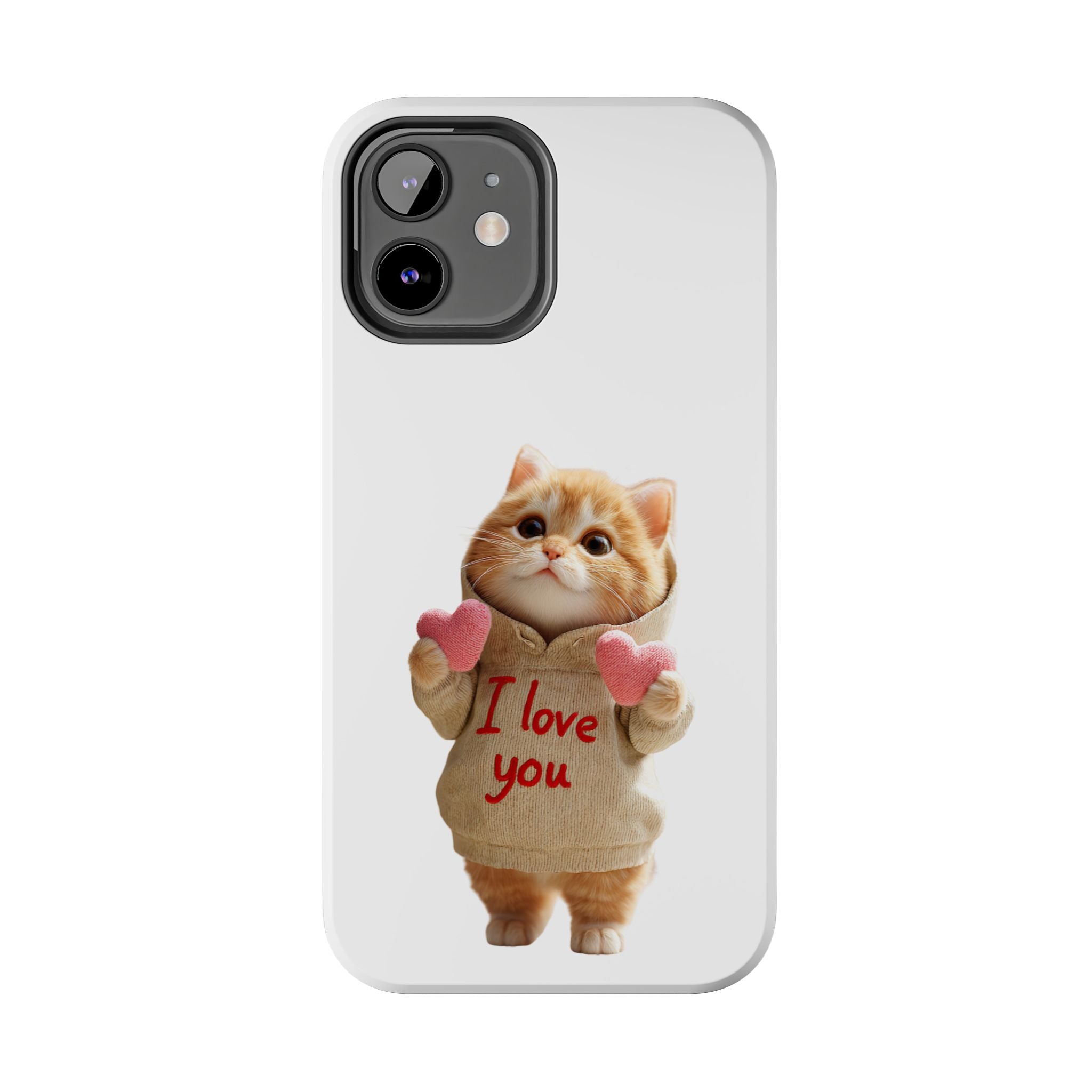 Cute Cat Phone Case with 'I Love You' Design