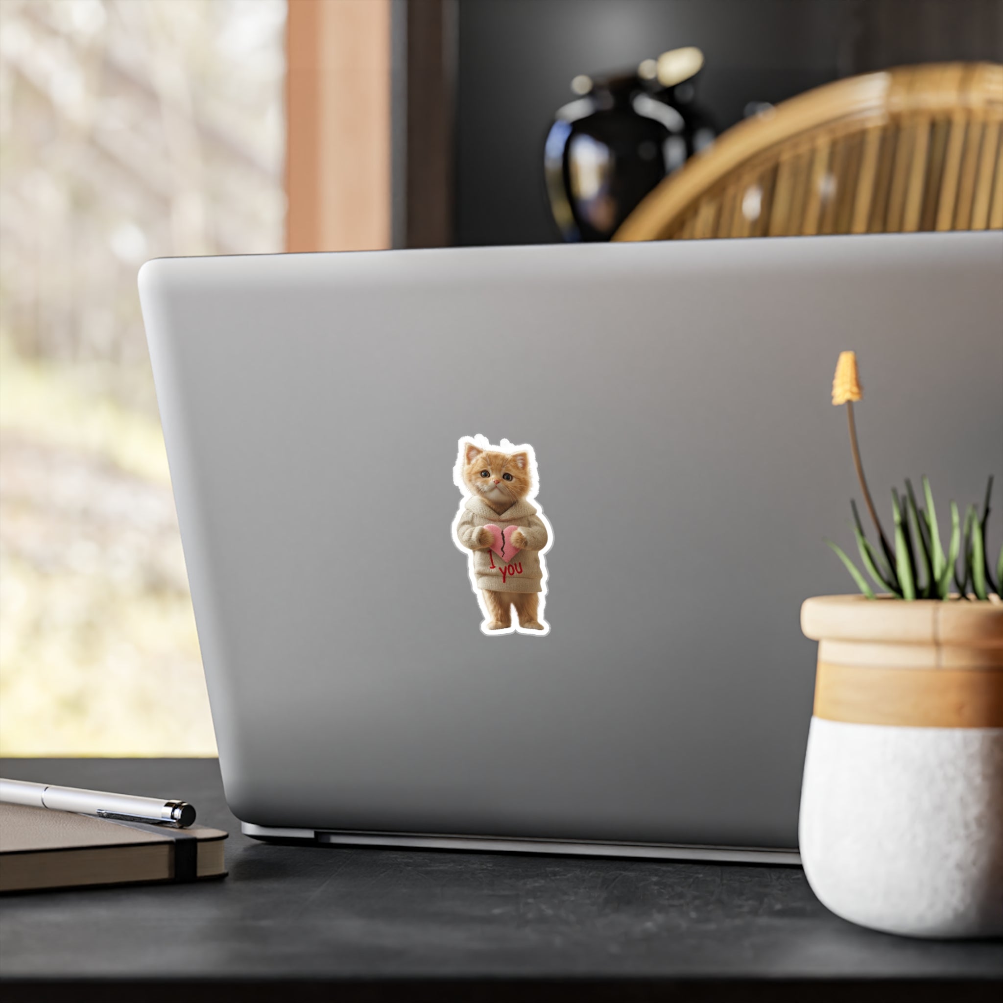 Cute Kitten 'I  You' Vinyl Sticker – Kiss-Cut Decal for Laptops, Water Bottles & Gifts