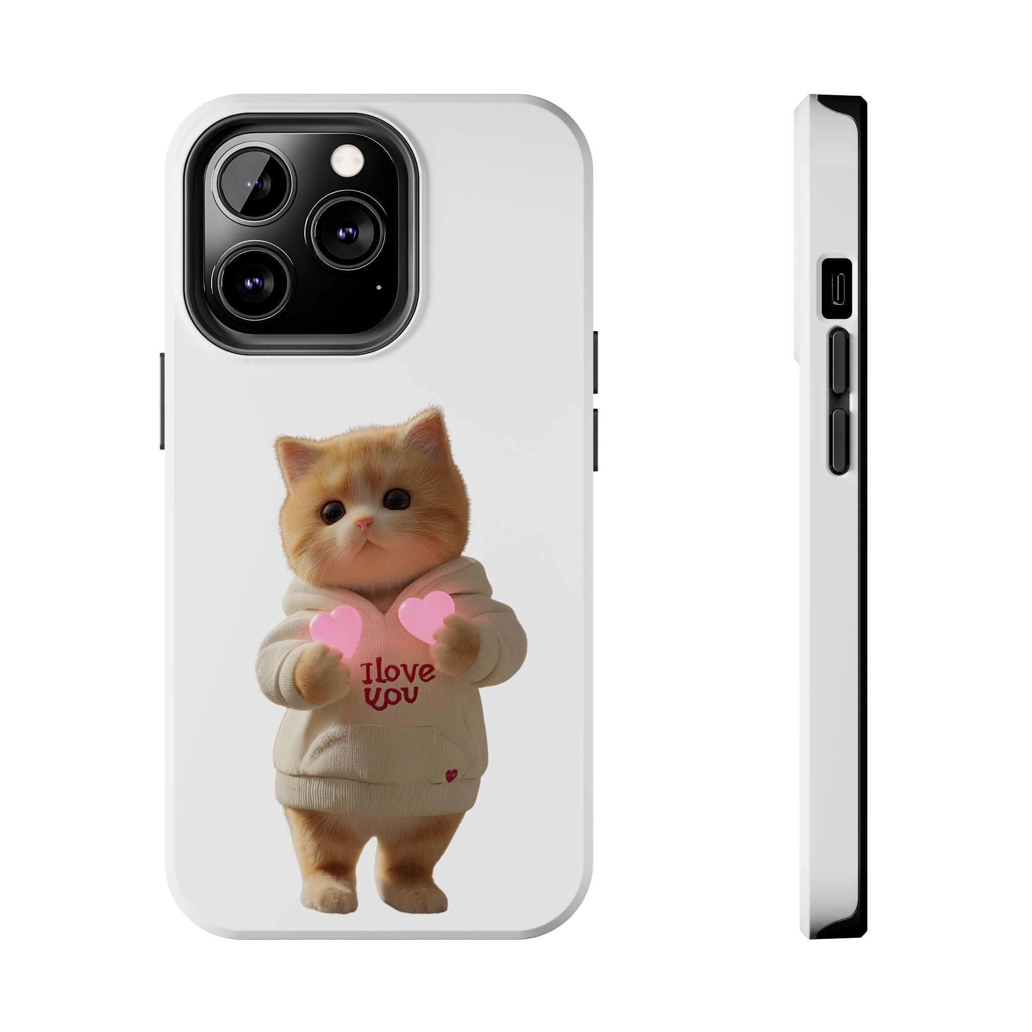 Cute Cat Tough Phone Case - I Love You Design