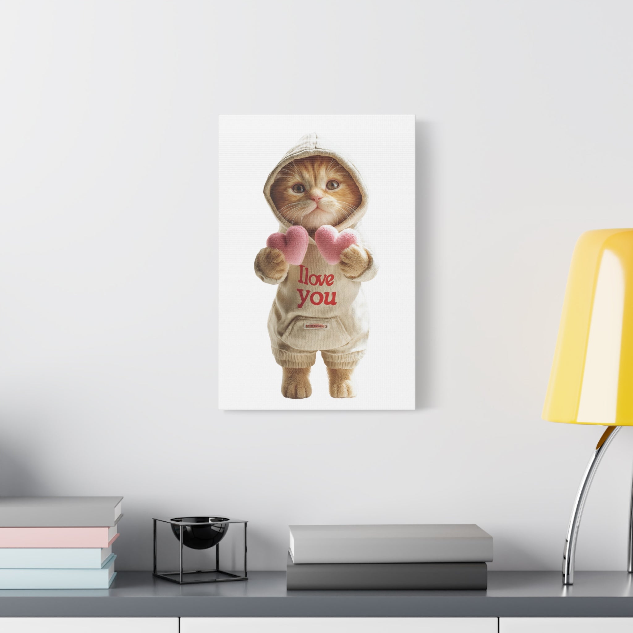 Cute Kitten 'I Love You' Canvas Wall Art — Valentine Cat Print