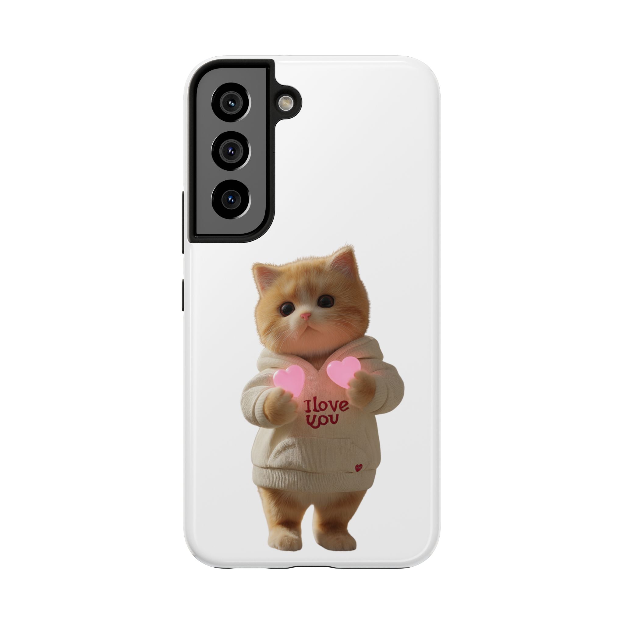 Cute Cat Tough Phone Case - I Love You Design