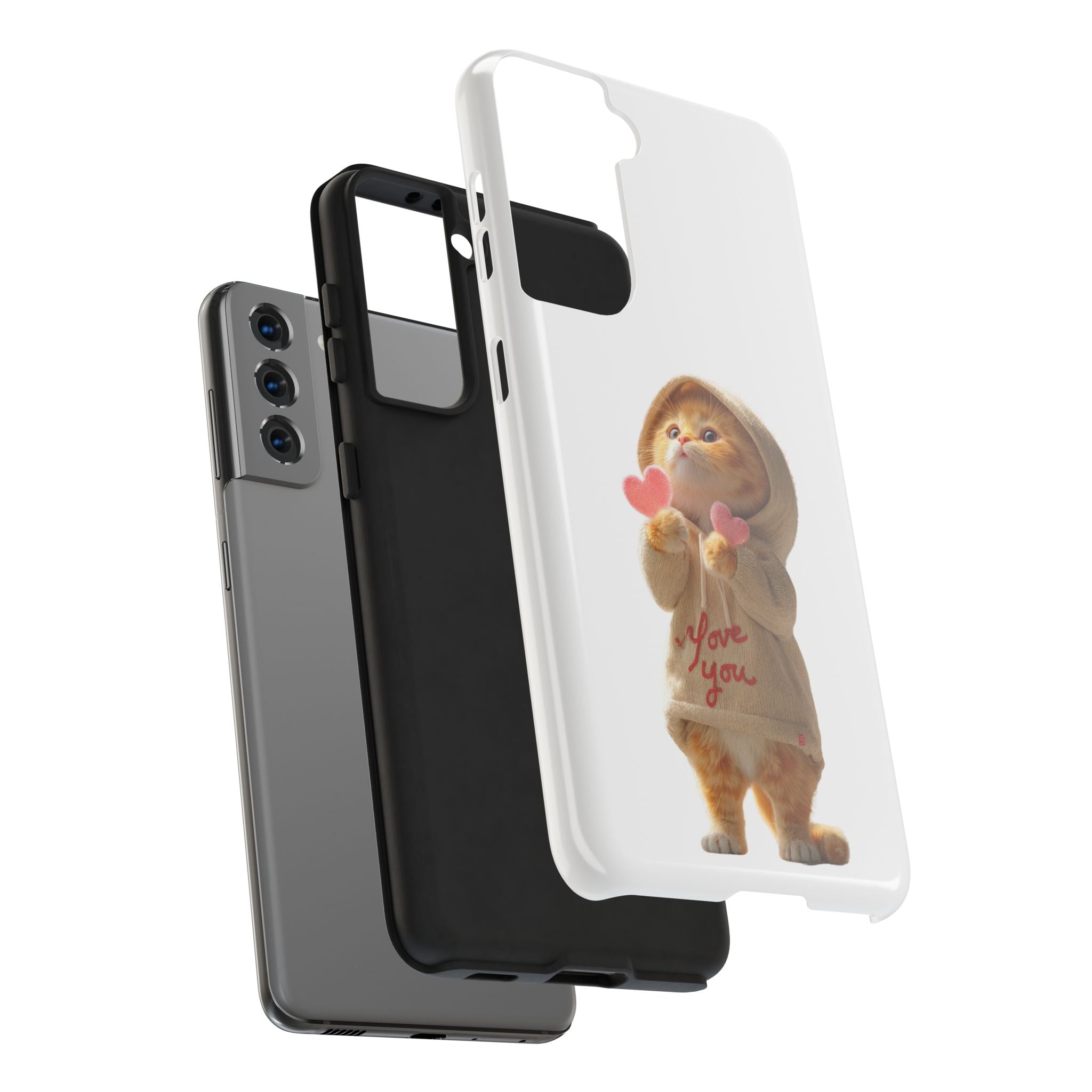 Cute Cat Phone Case - Love You Design