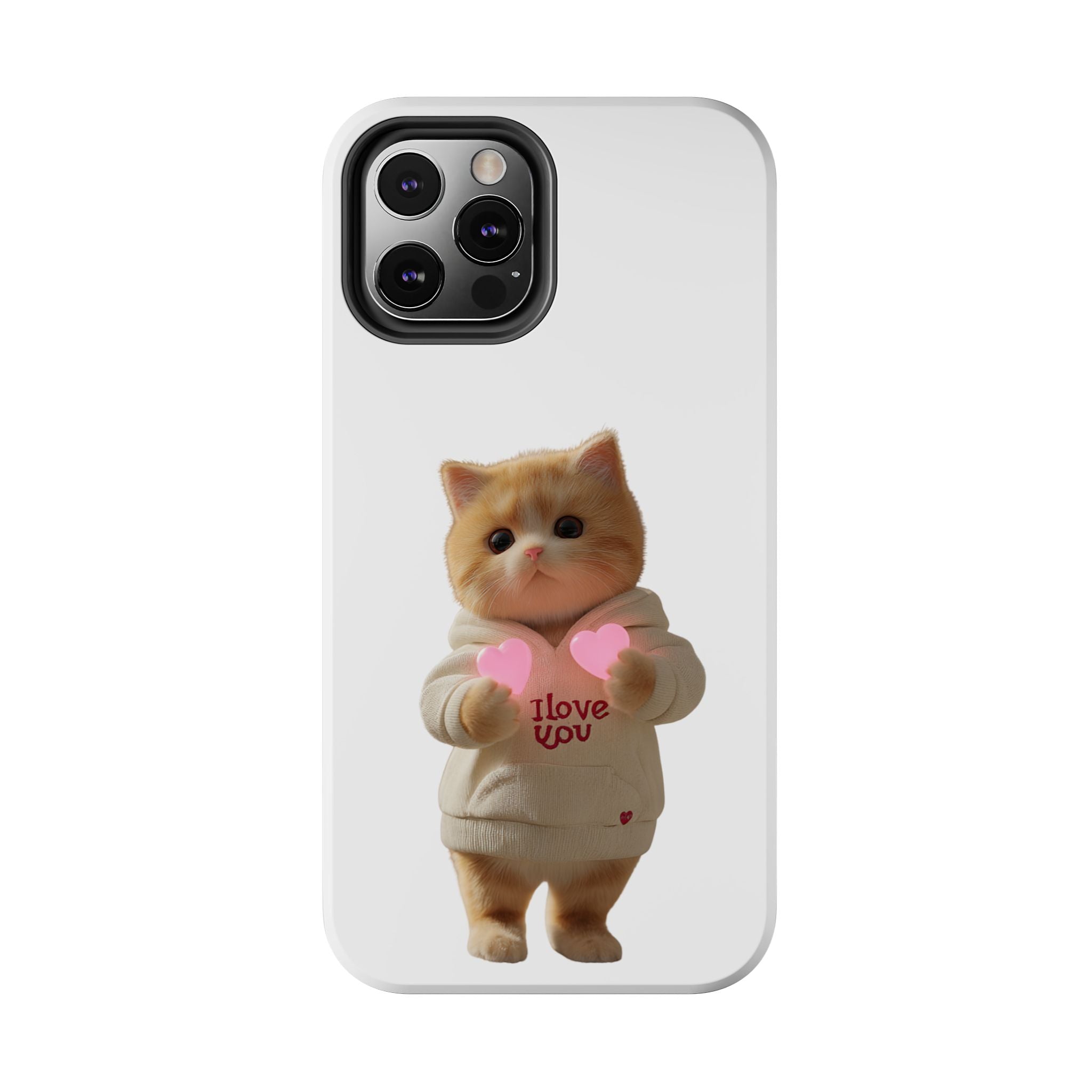 Cute Cat Tough Phone Case - I Love You Design