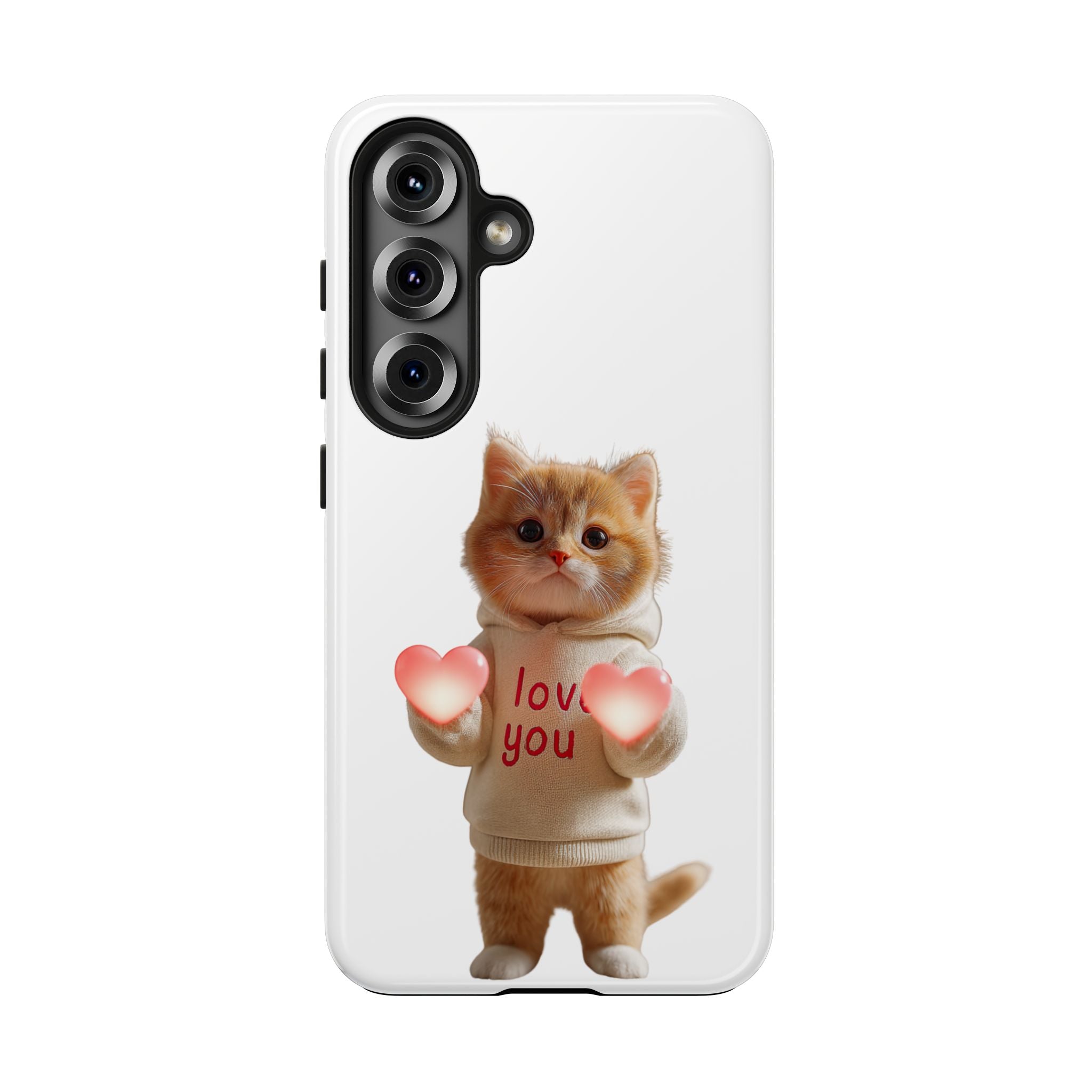 Cute Kitten ‘Love You’ Heart Paw Tough Protective Case