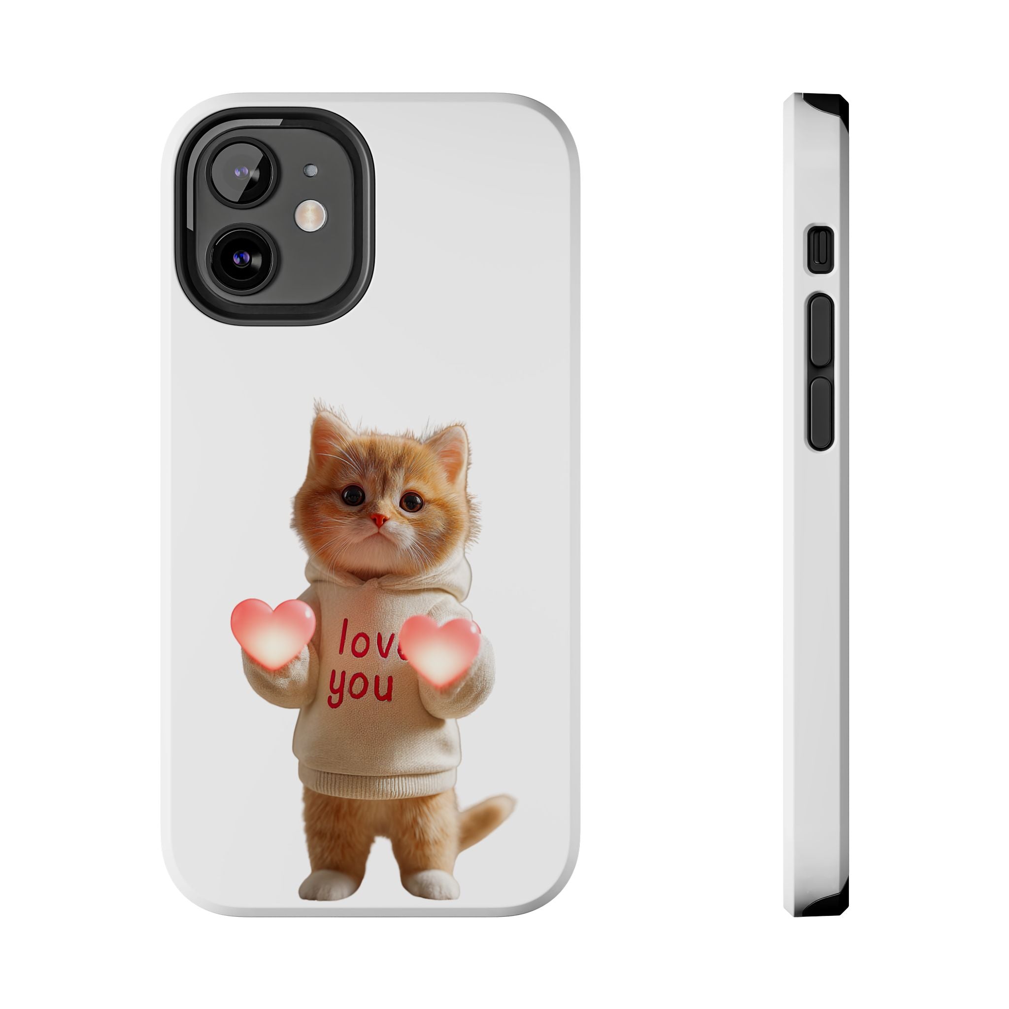 Cute Kitten ‘Love You’ Heart Paw Tough Protective Case
