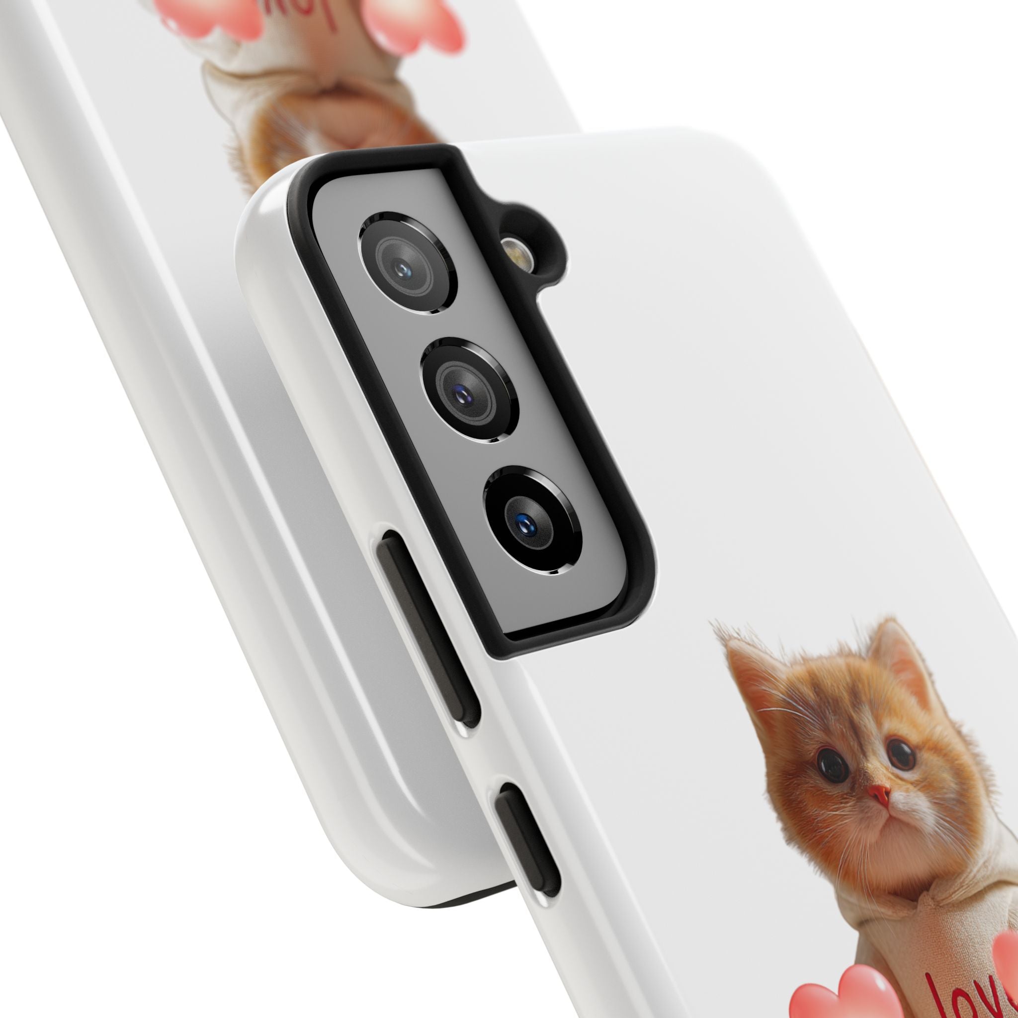 Cute Kitten ‘Love You’ Heart Paw Tough Protective Case