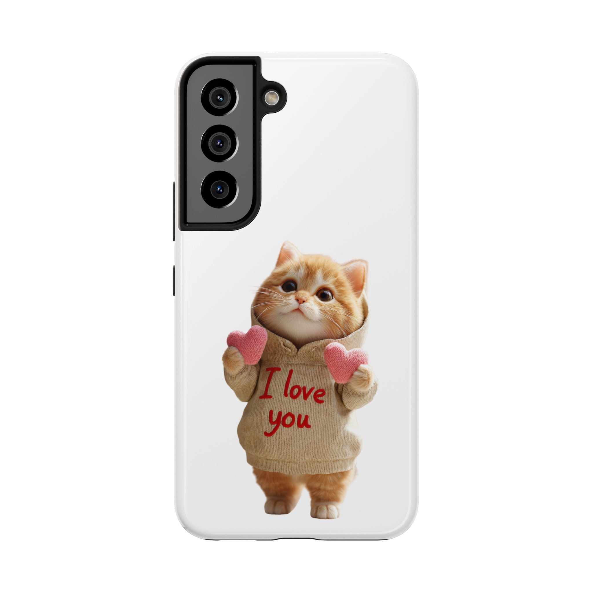 Cute Cat Phone Case with 'I Love You' Design