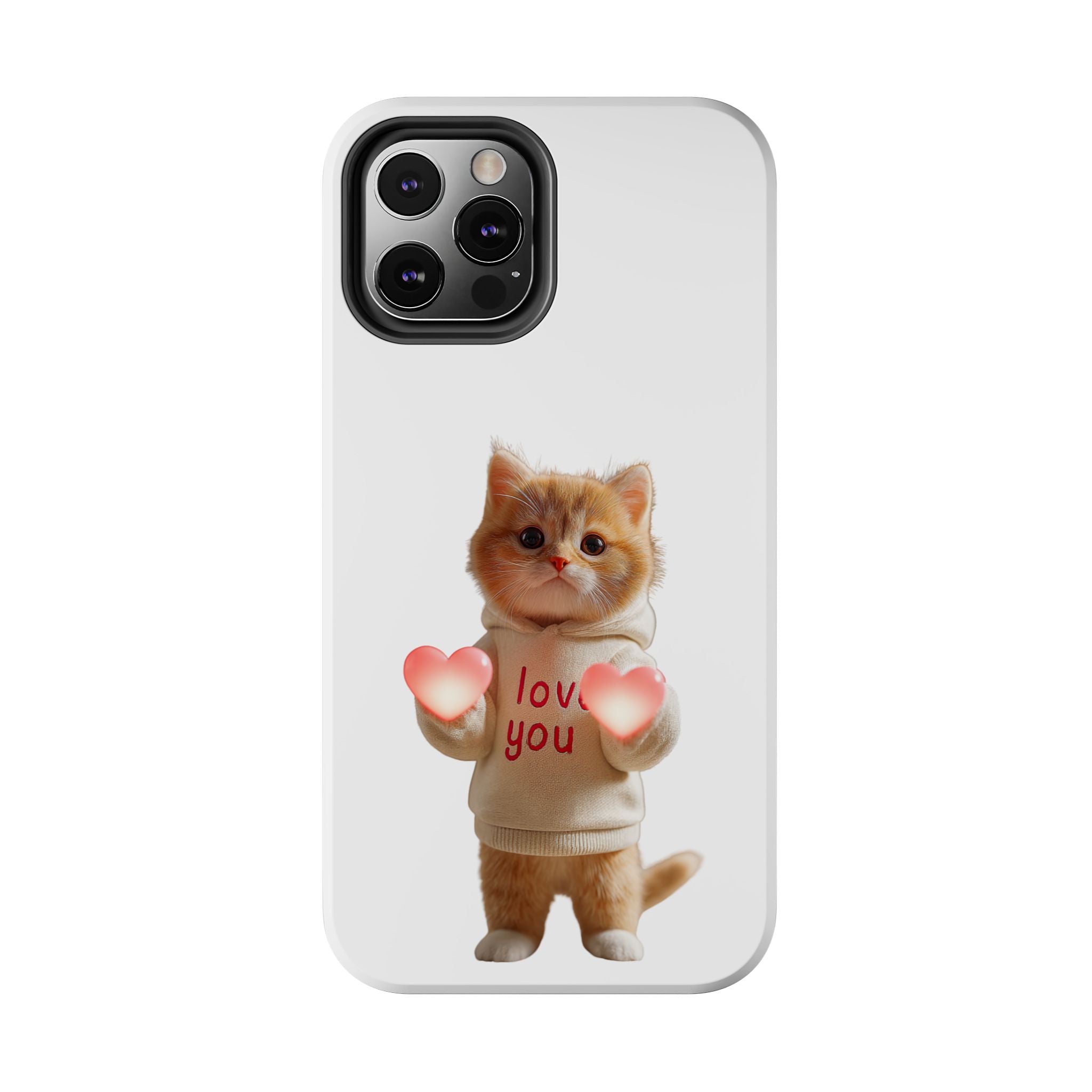 Cute Kitten ‘Love You’ Heart Paw Tough Protective Case