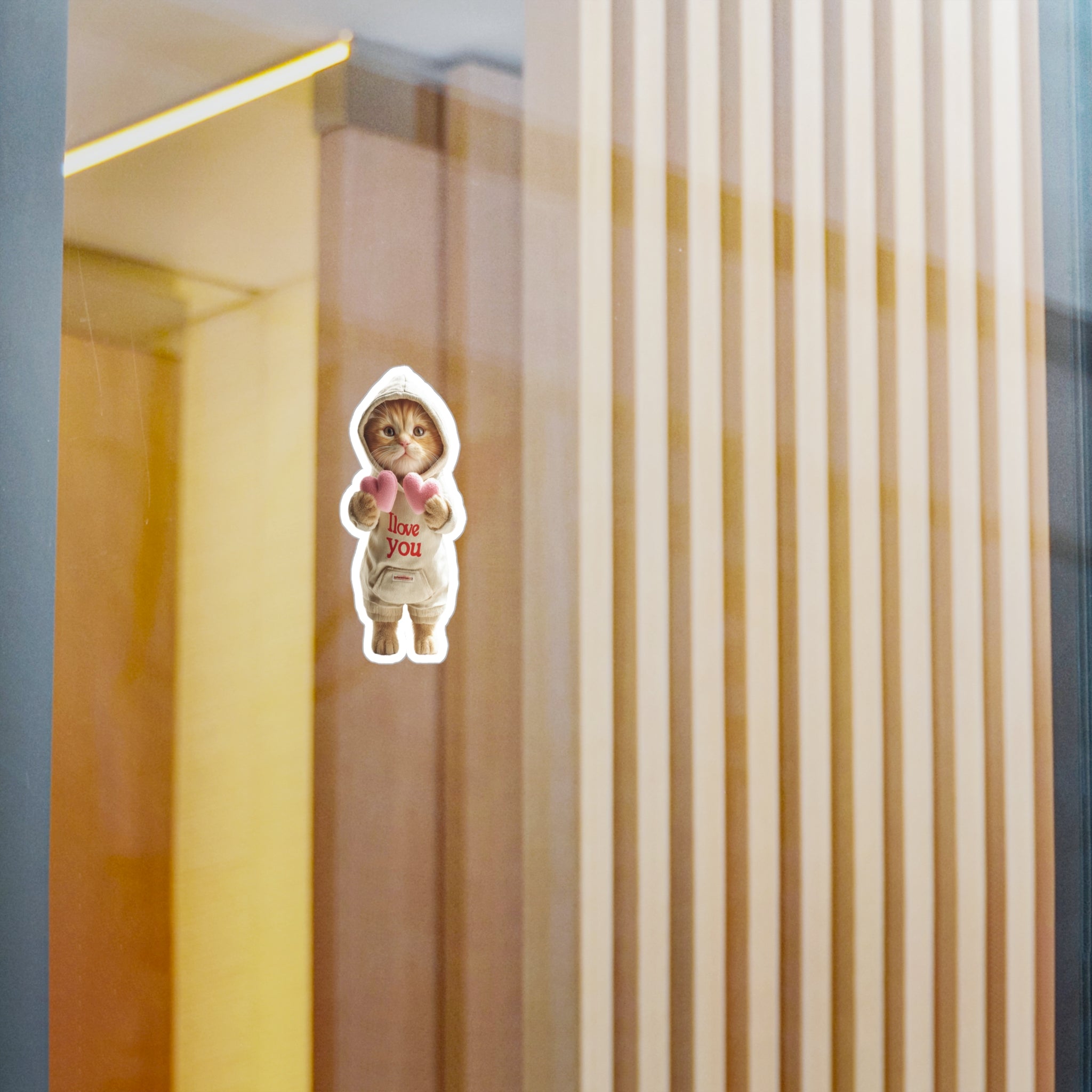 Cute Kitten 'I Love You' Kiss-Cut Vinyl Sticker