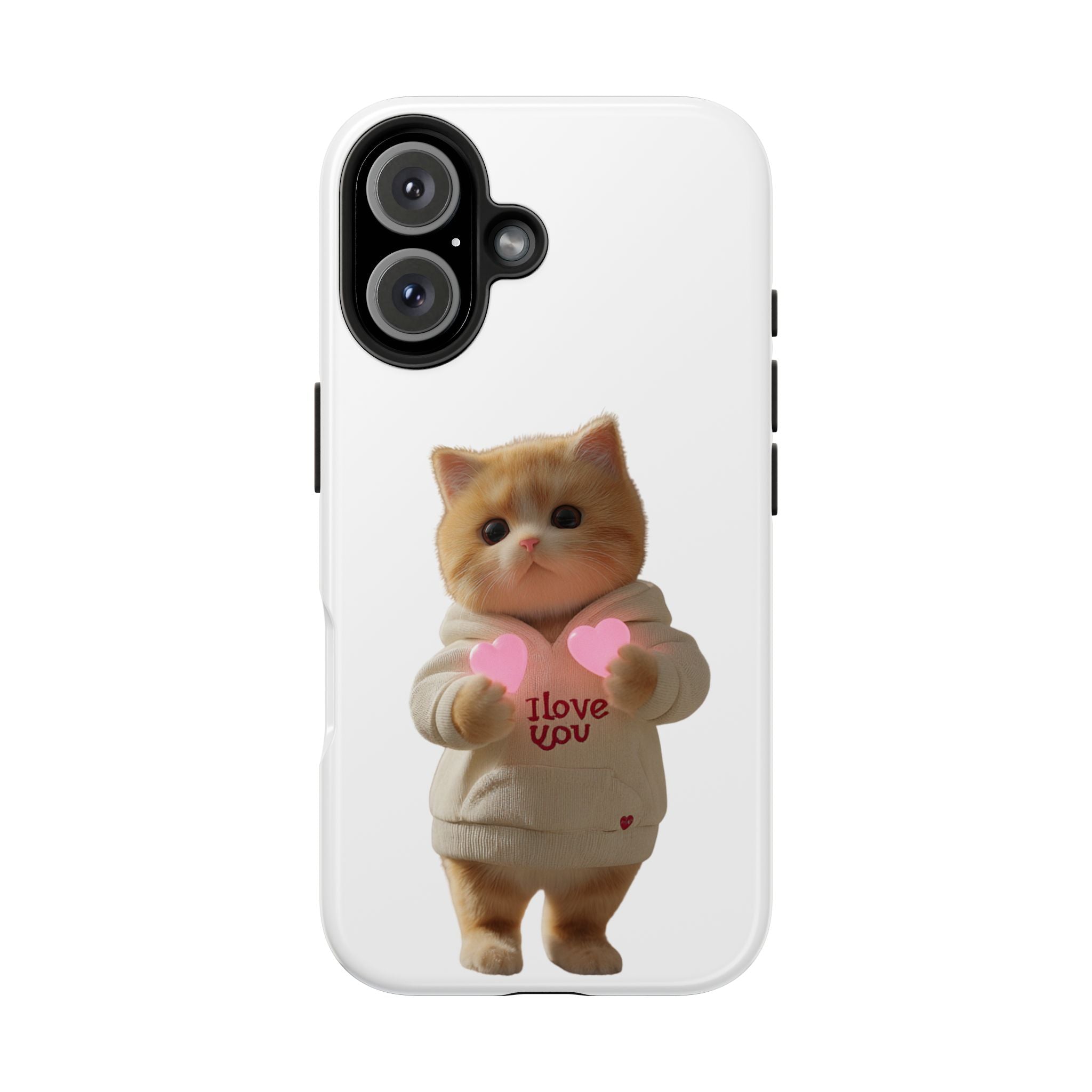 Cute Cat Tough Phone Case - I Love You Design