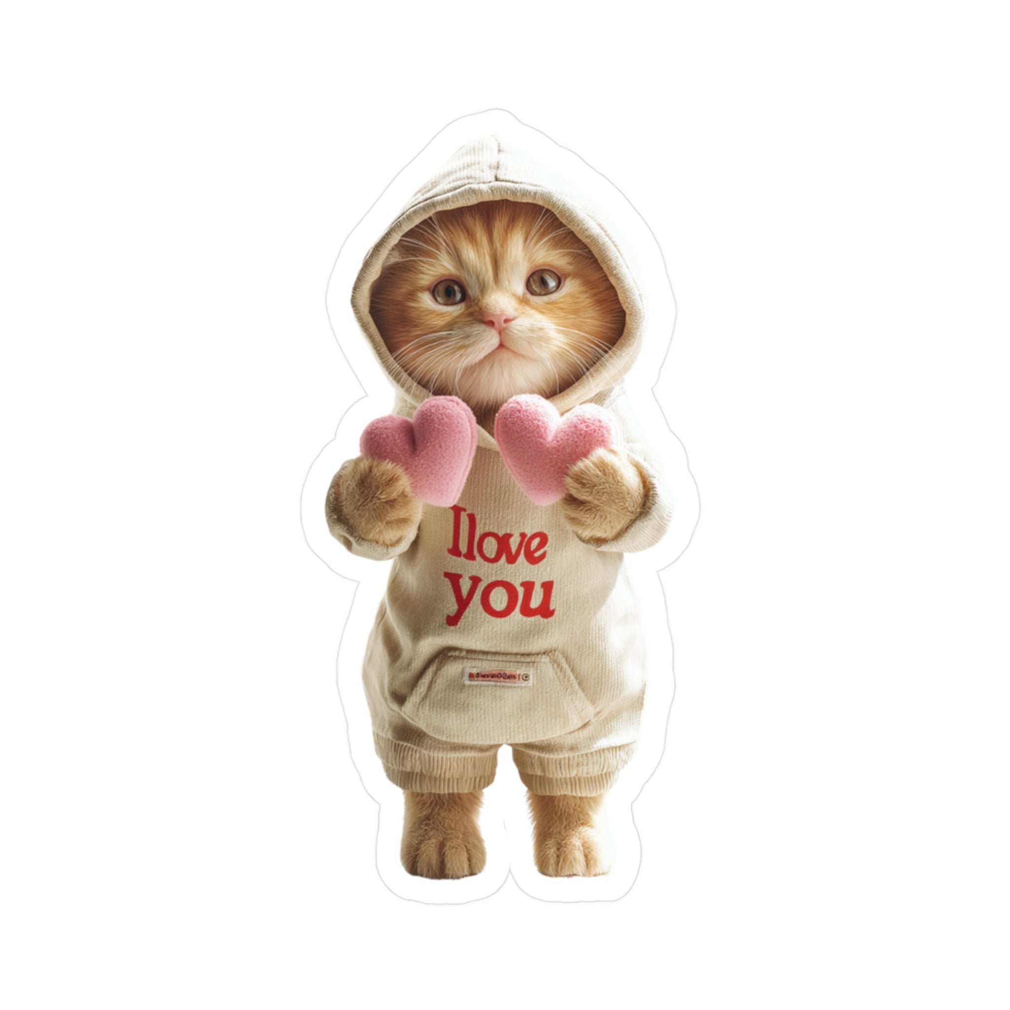 Cute Kitten 'I Love You' Kiss-Cut Vinyl Sticker