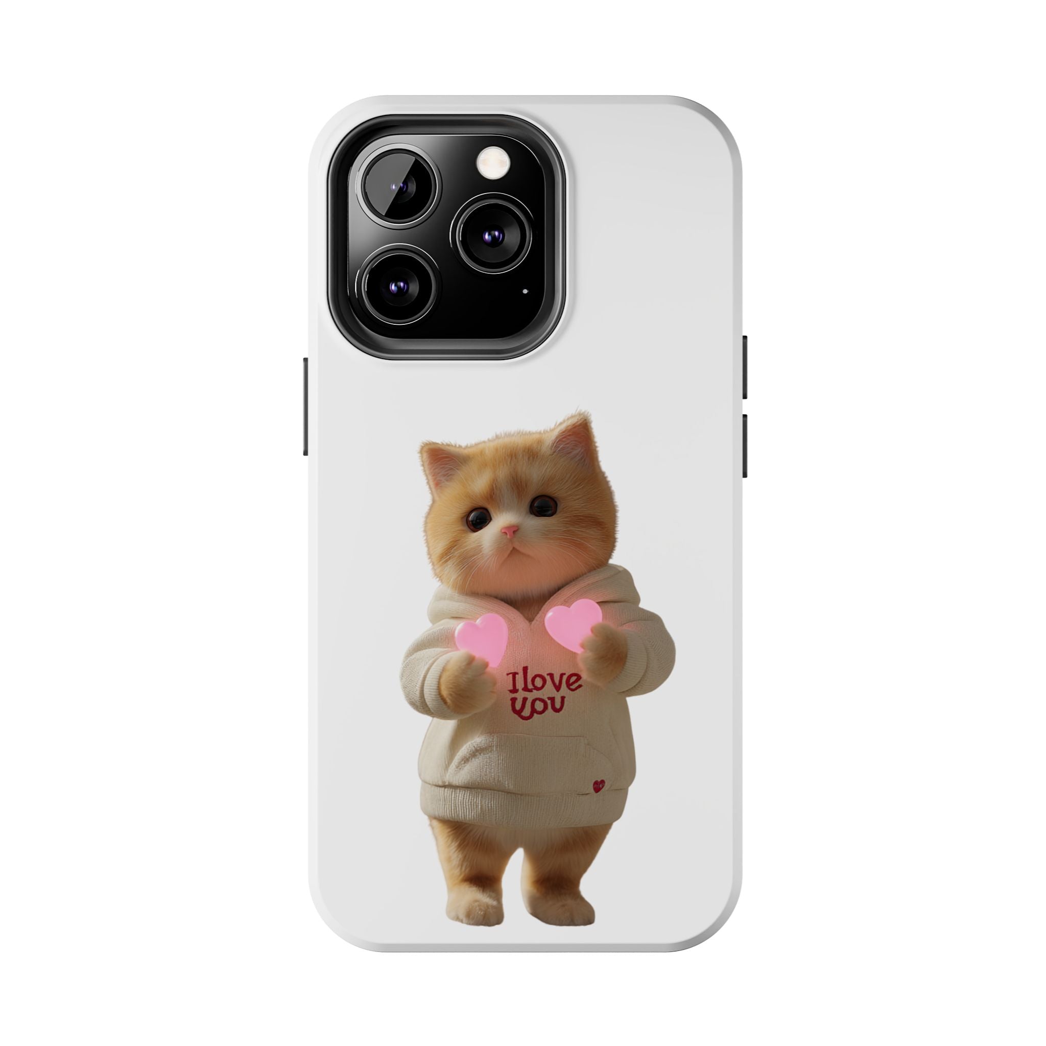 Cute Cat Tough Phone Case - I Love You Design