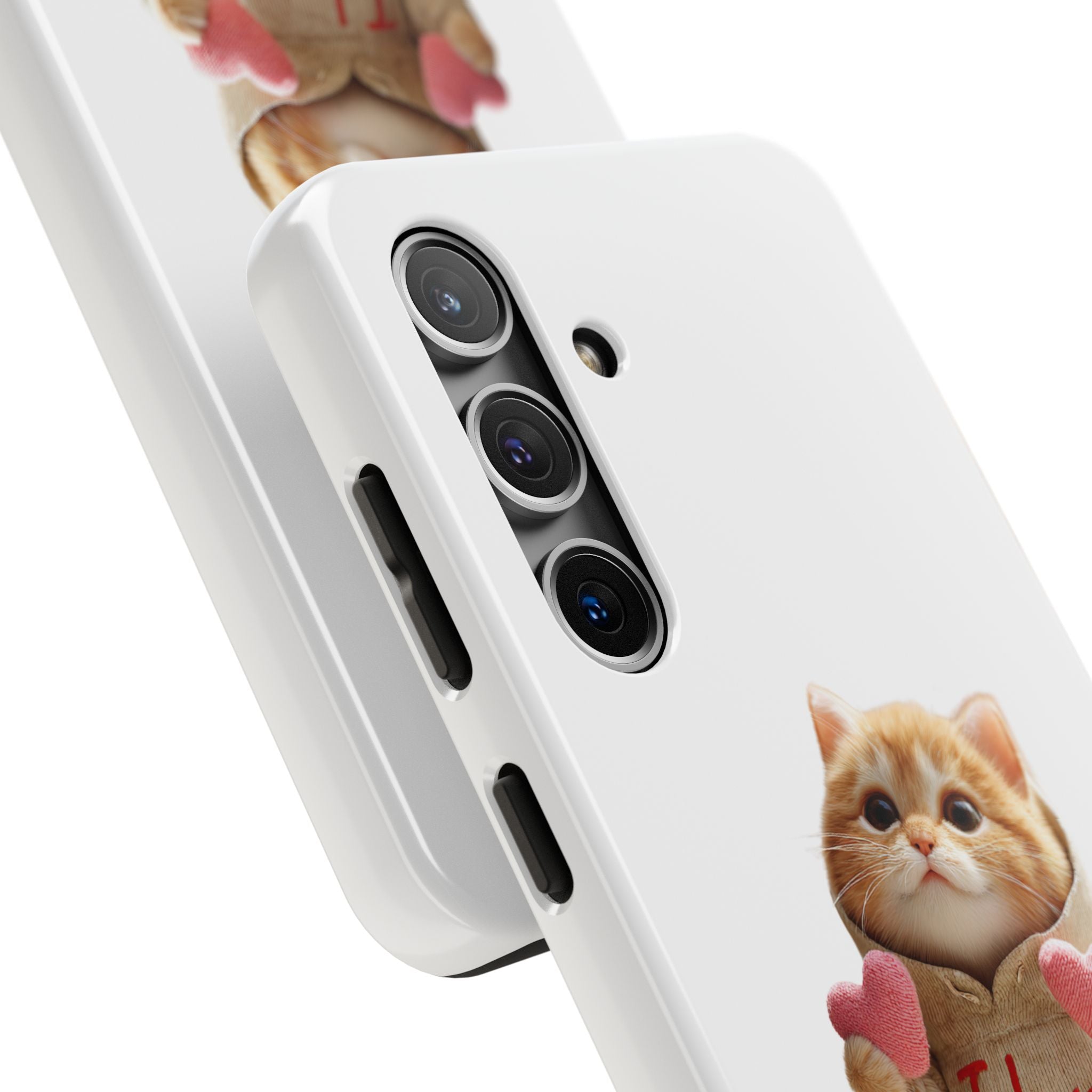 Cute Cat Phone Case with 'I Love You' Design