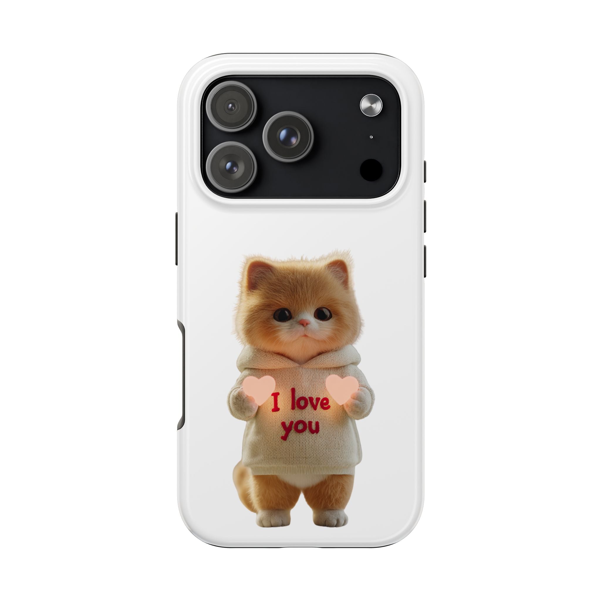 Cute Cat Love Phone Case - Tough Protection with Adorable Design
