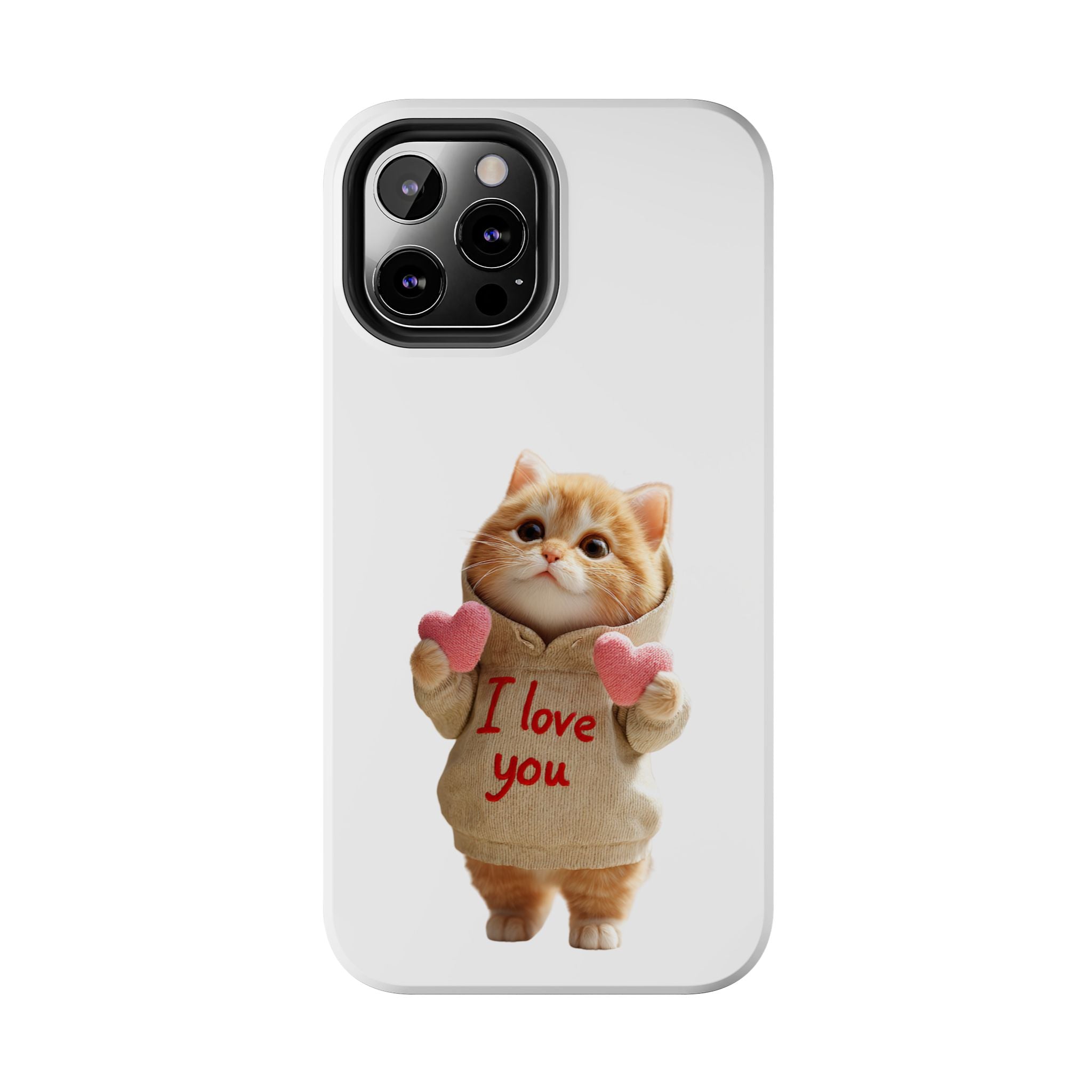 Cute Cat Phone Case with 'I Love You' Design