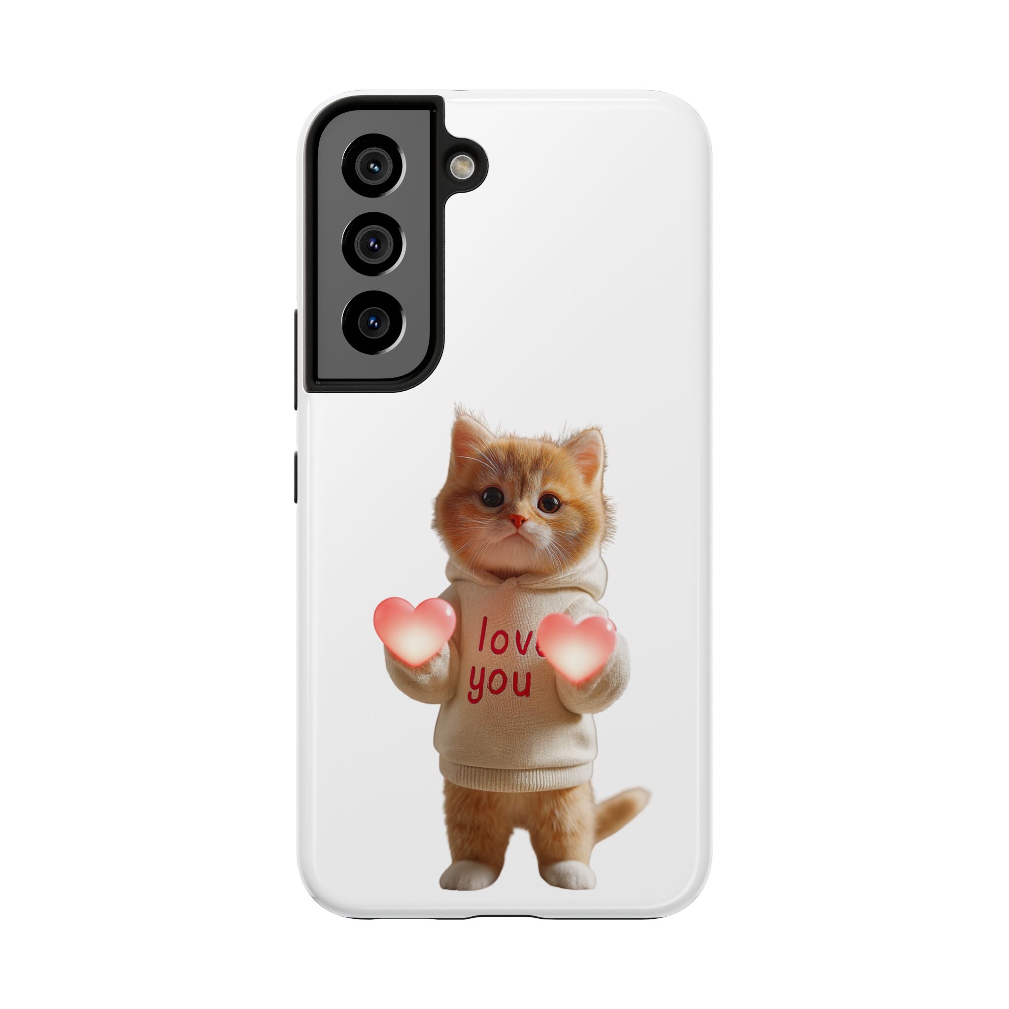Cute Kitten ‘Love You’ Heart Paw Tough Protective Case
