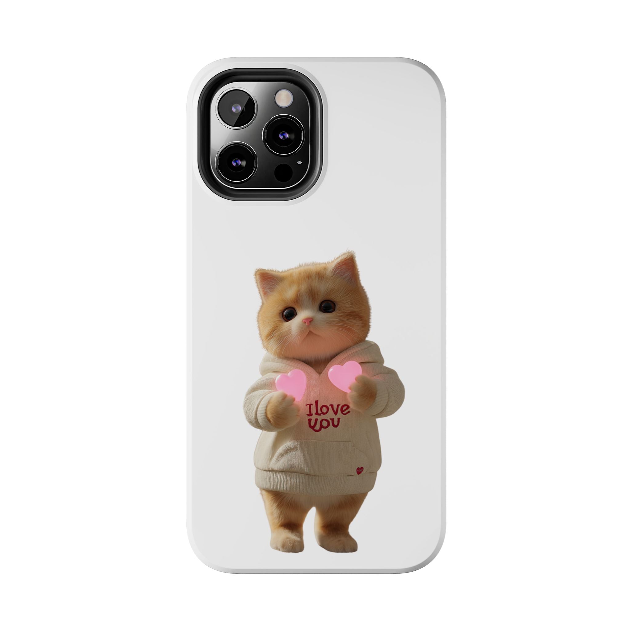 Cute Cat Tough Phone Case - I Love You Design