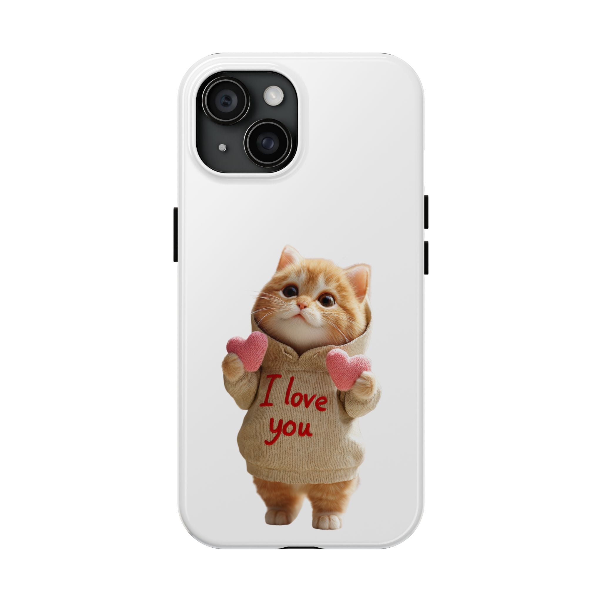 Cute Cat Phone Case with 'I Love You' Design
