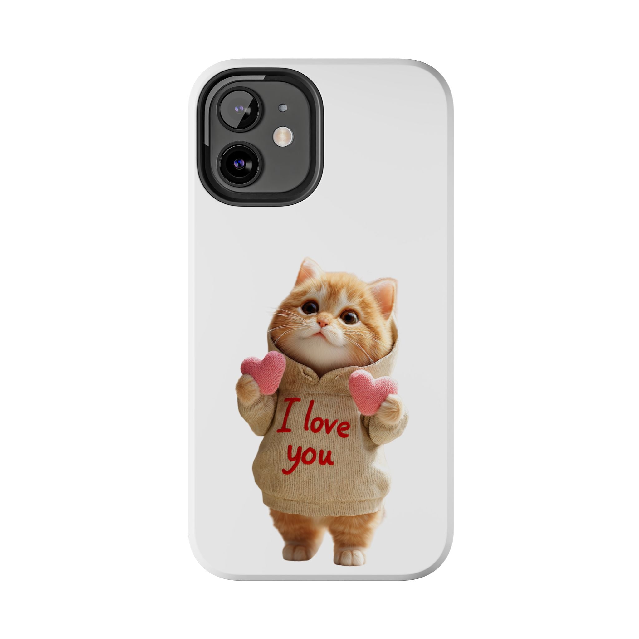 Cute Cat Phone Case with 'I Love You' Design