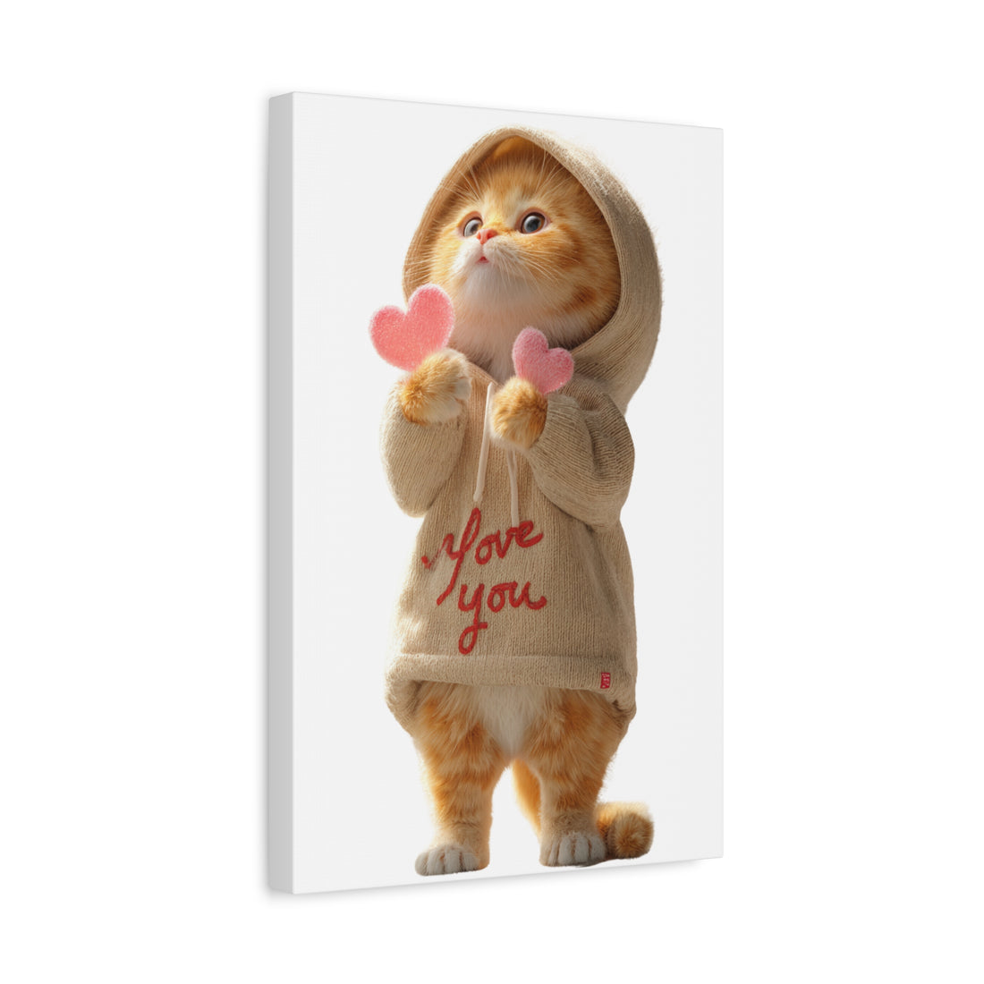 Cute Kitten "I Love You" Matte Canvas Wall Art - Valentine Cat Print