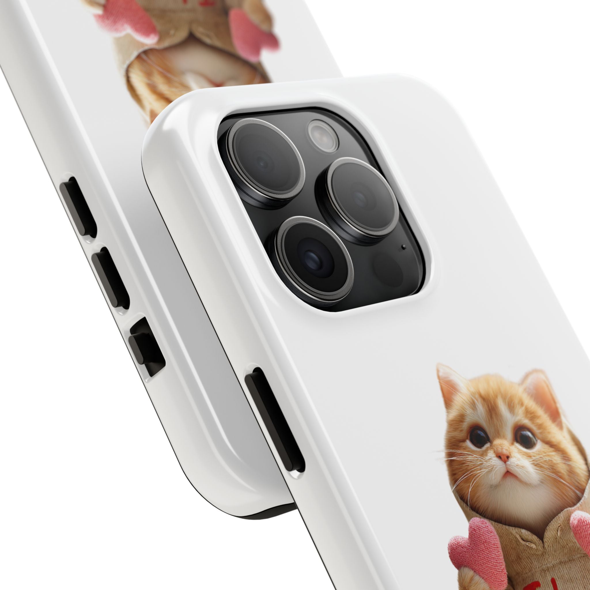 Cute Cat Phone Case with 'I Love You' Design