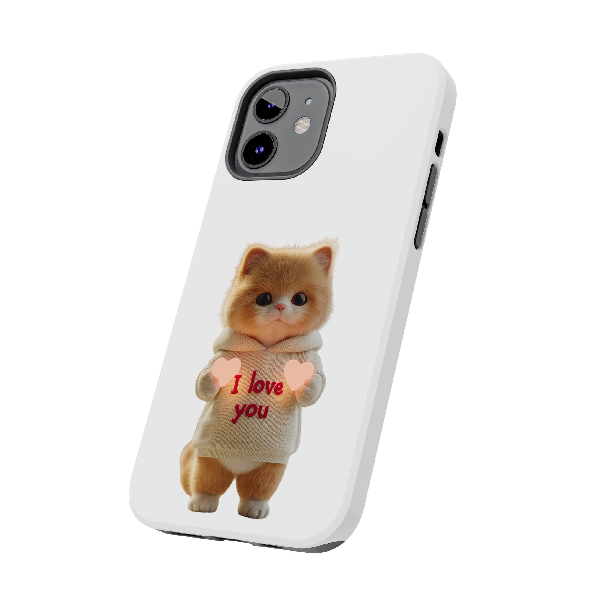 Cute Cat Love Phone Case - Tough Protection with Adorable Design