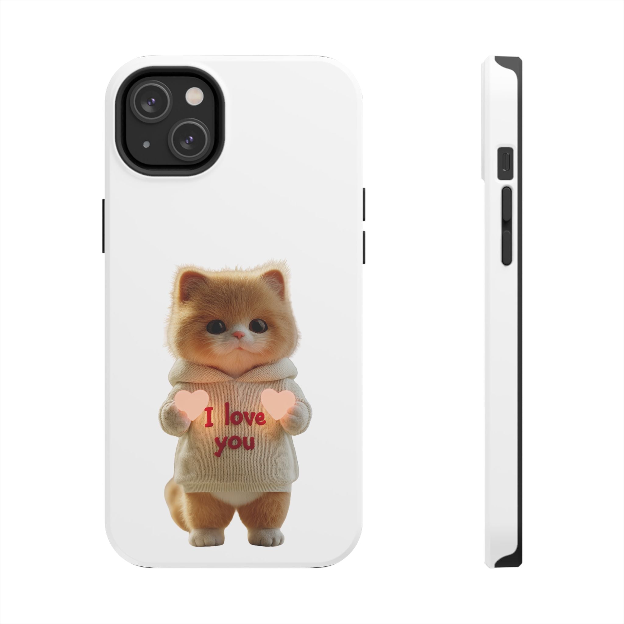 Cute Cat Love Phone Case - Tough Protection with Adorable Design