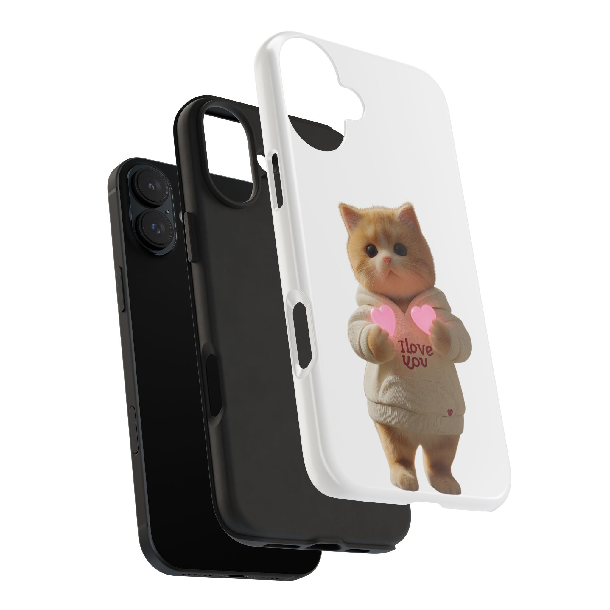 Cute Cat Tough Phone Case - I Love You Design