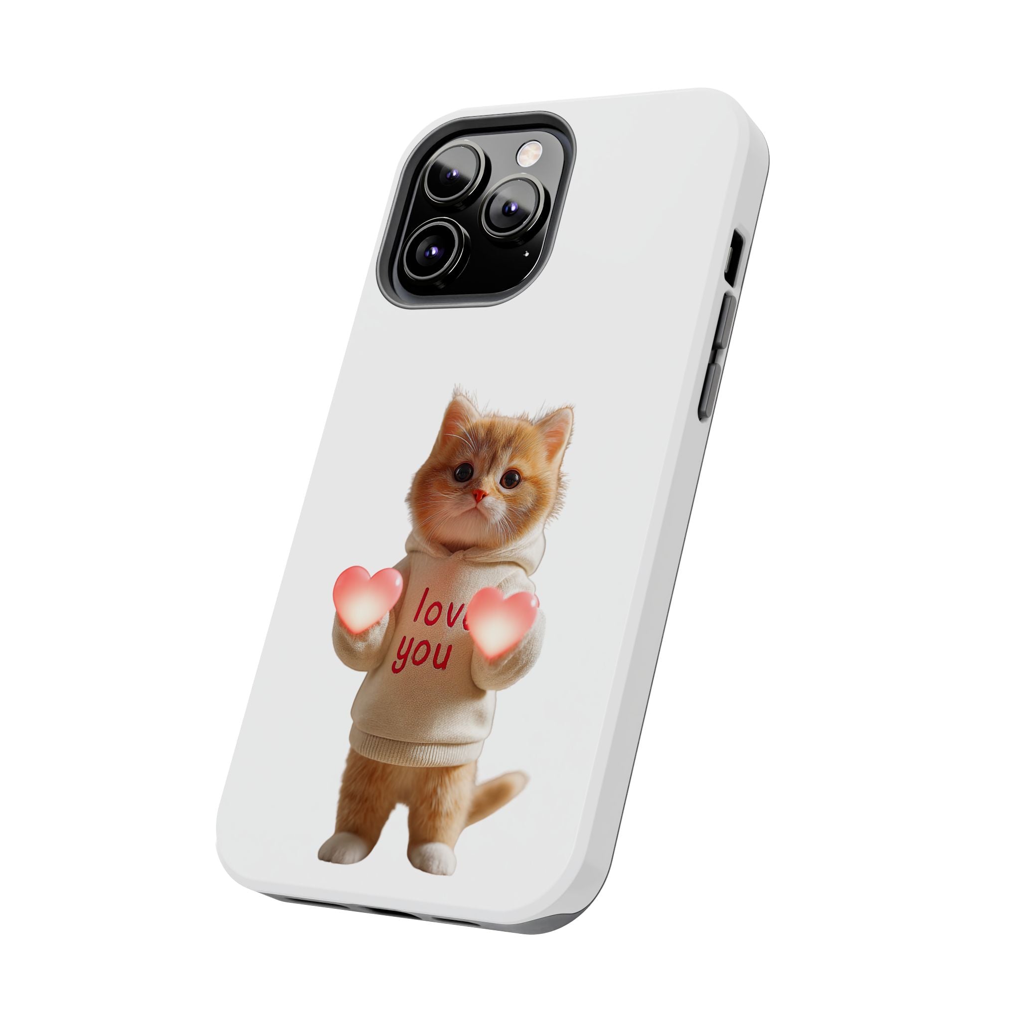 Cute Kitten ‘Love You’ Heart Paw Tough Protective Case