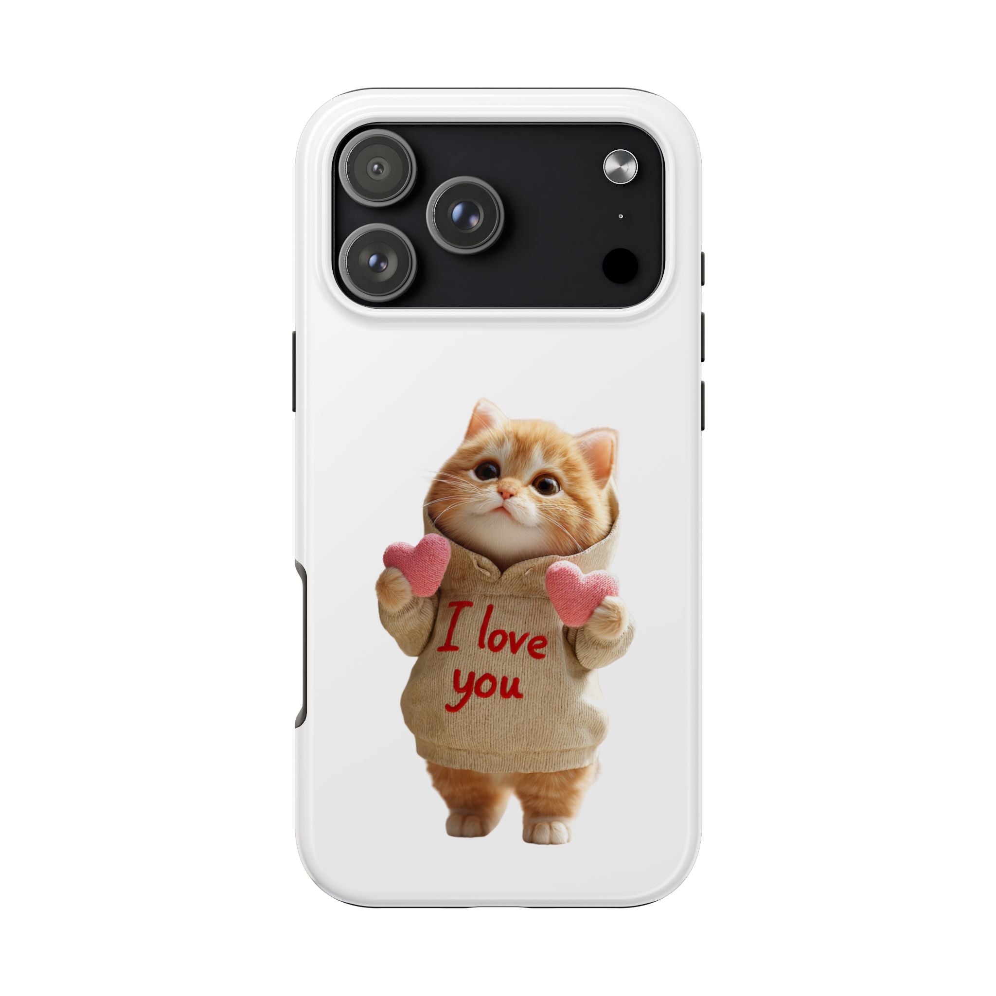 Cute Cat Phone Case with 'I Love You' Design
