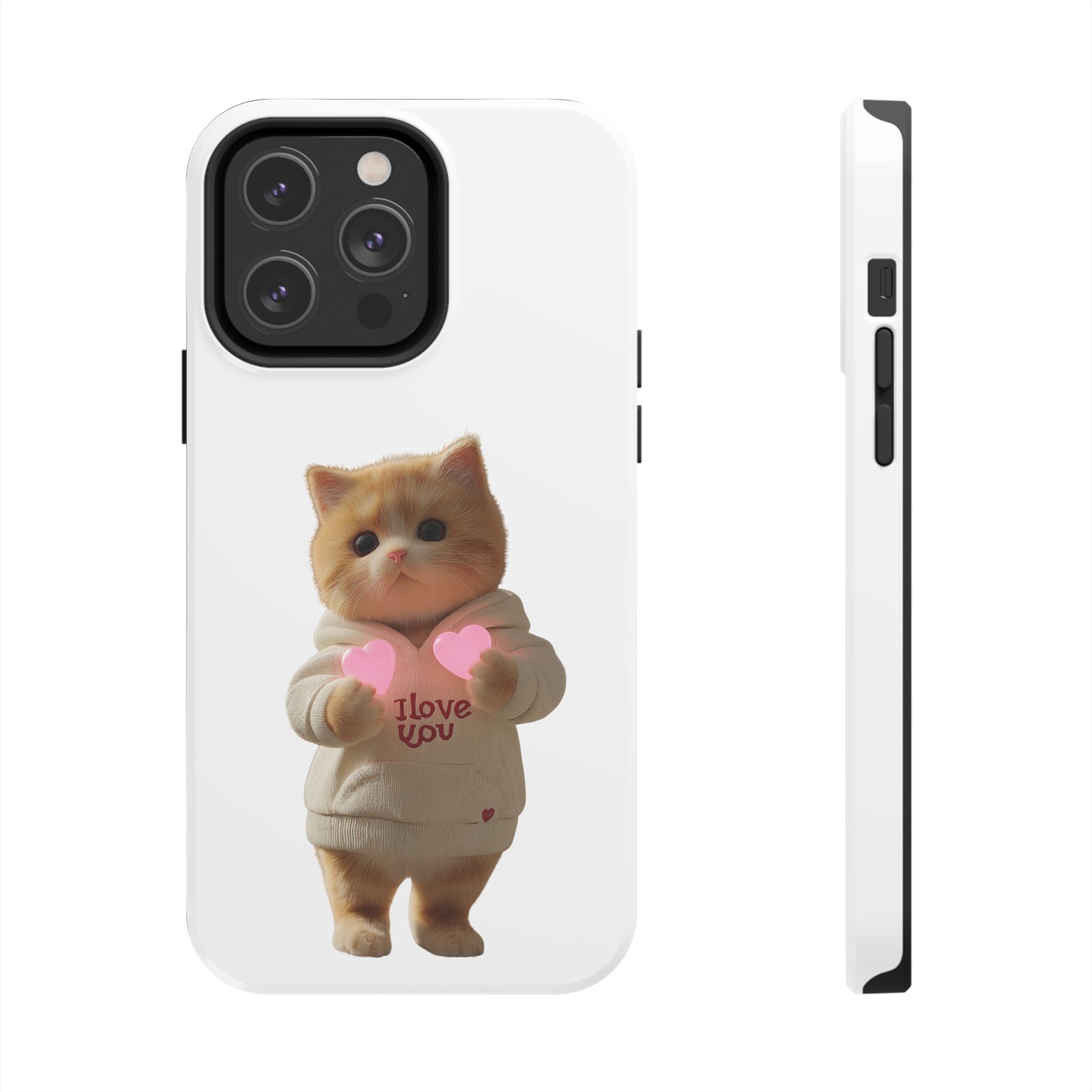 Cute Cat Tough Phone Case - I Love You Design