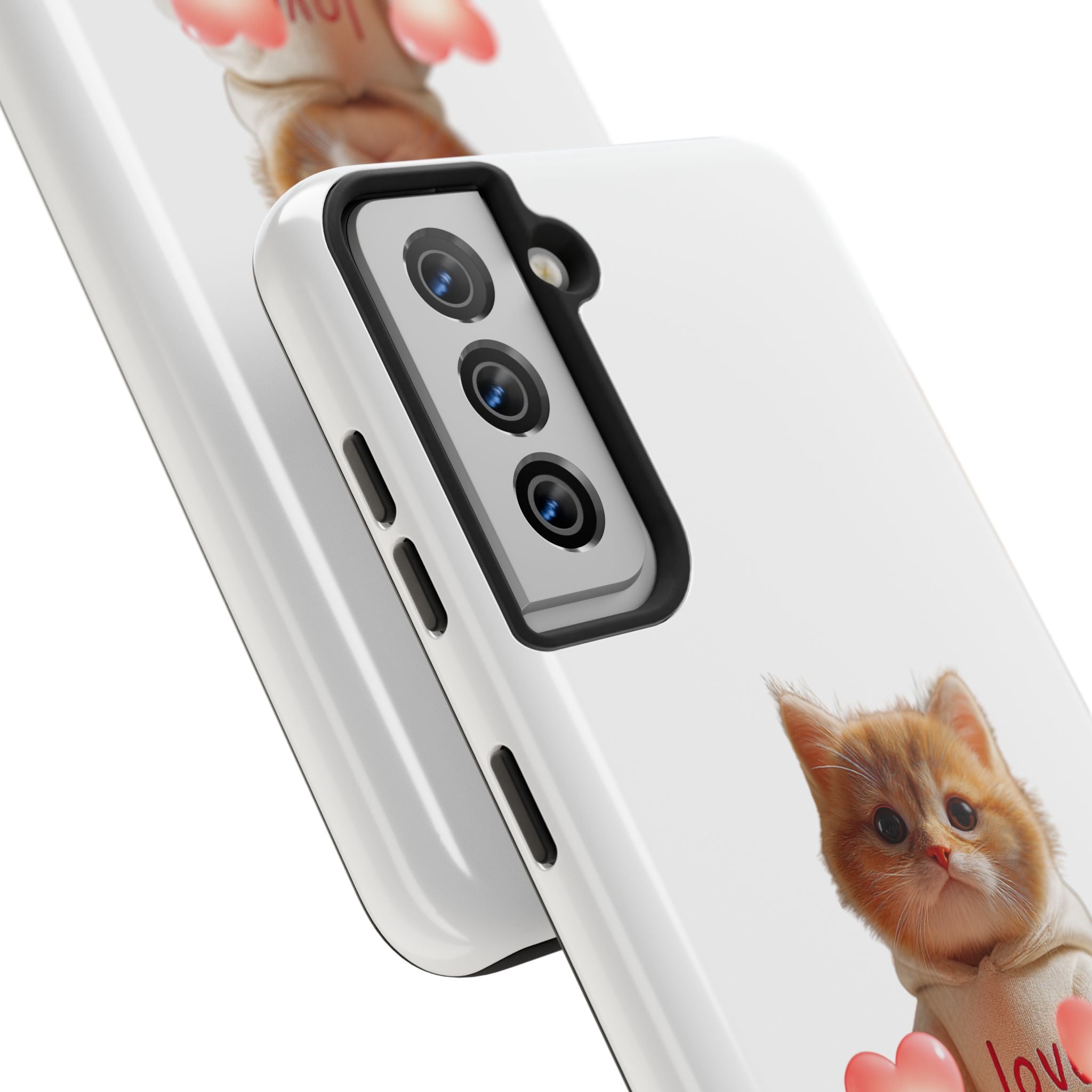 Cute Kitten ‘Love You’ Heart Paw Tough Protective Case