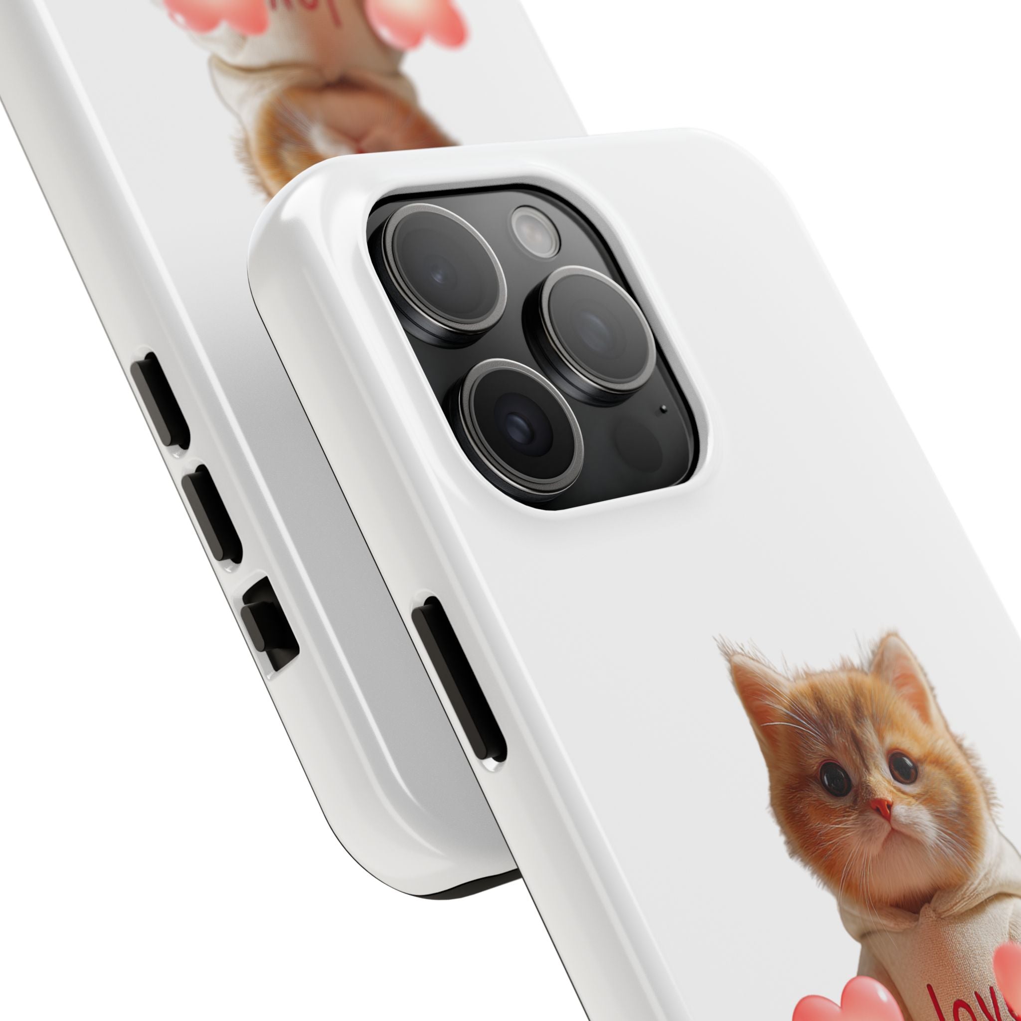 Cute Kitten ‘Love You’ Heart Paw Tough Protective Case