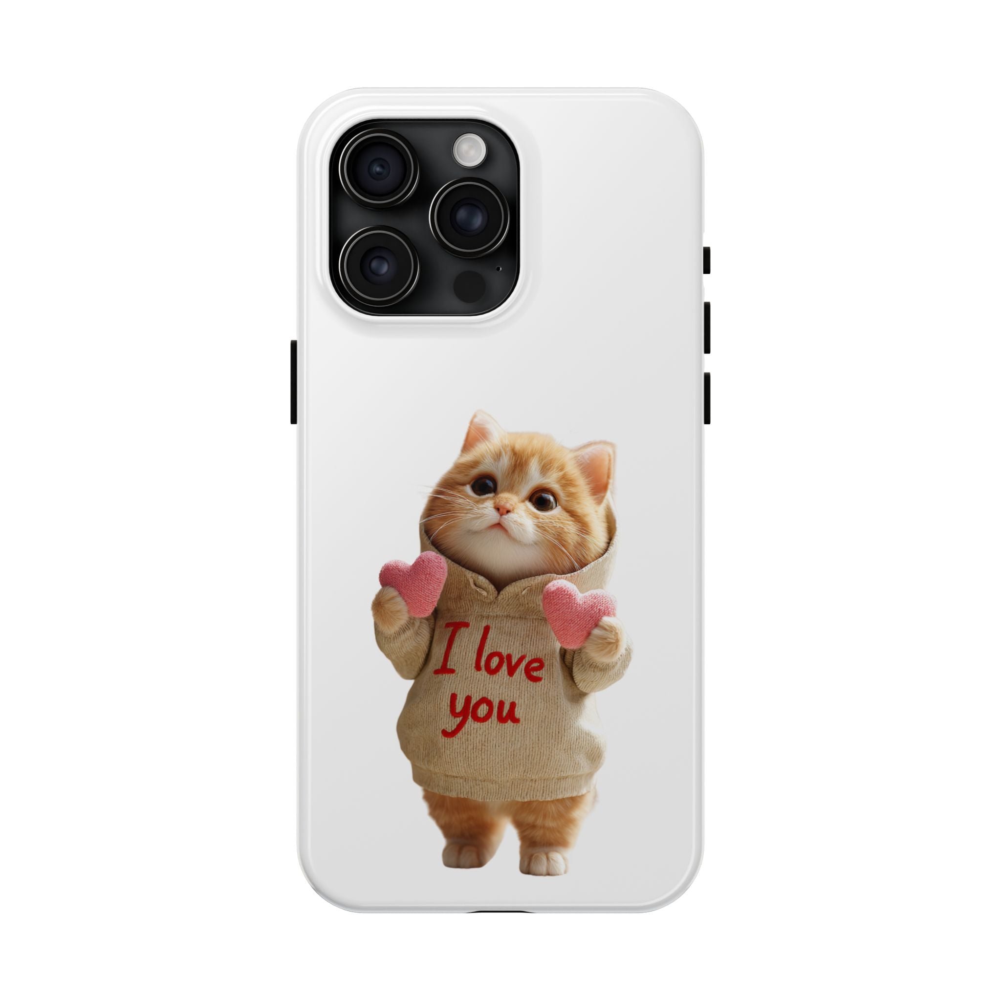 Cute Cat Phone Case with 'I Love You' Design