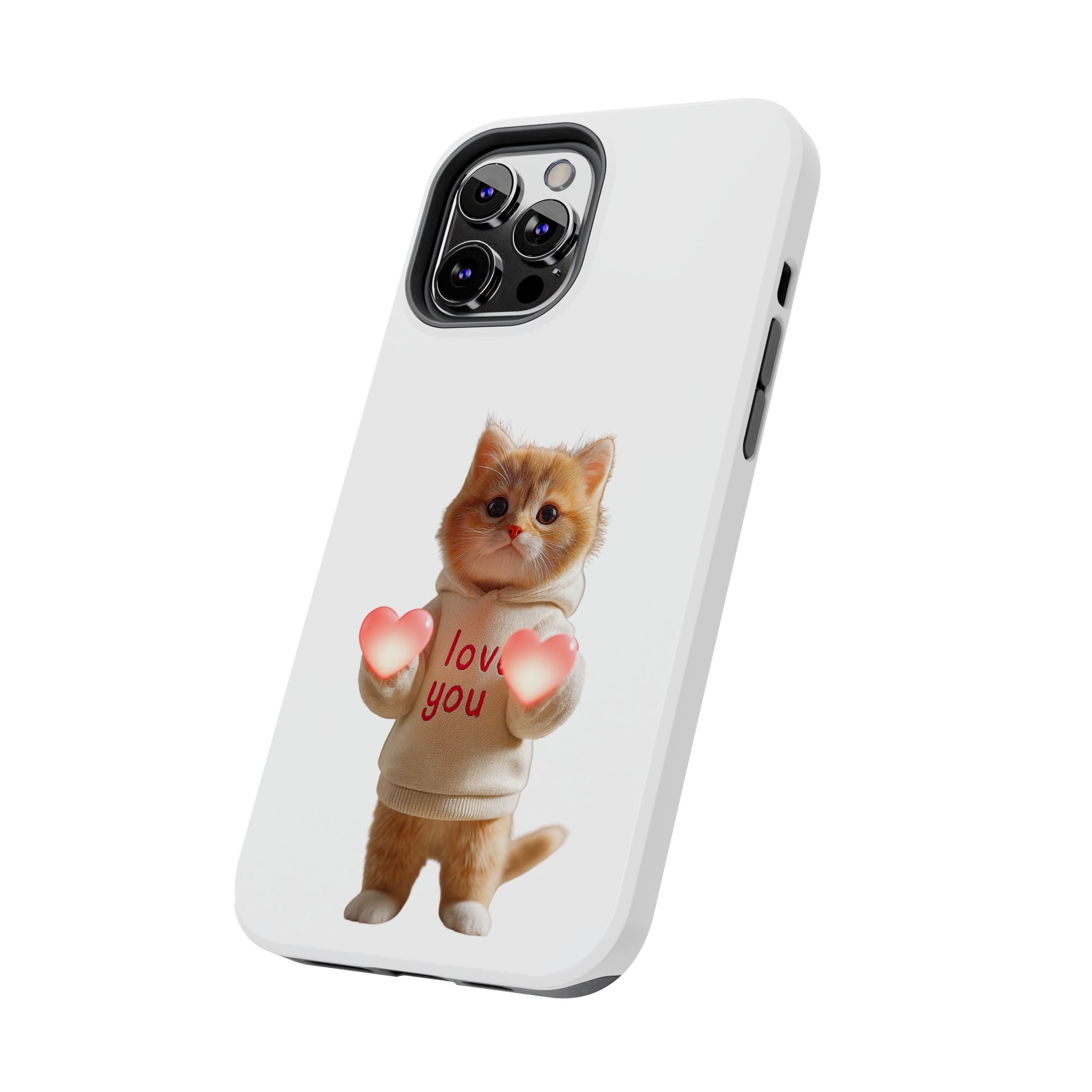 Cute Kitten ‘Love You’ Heart Paw Tough Protective Case