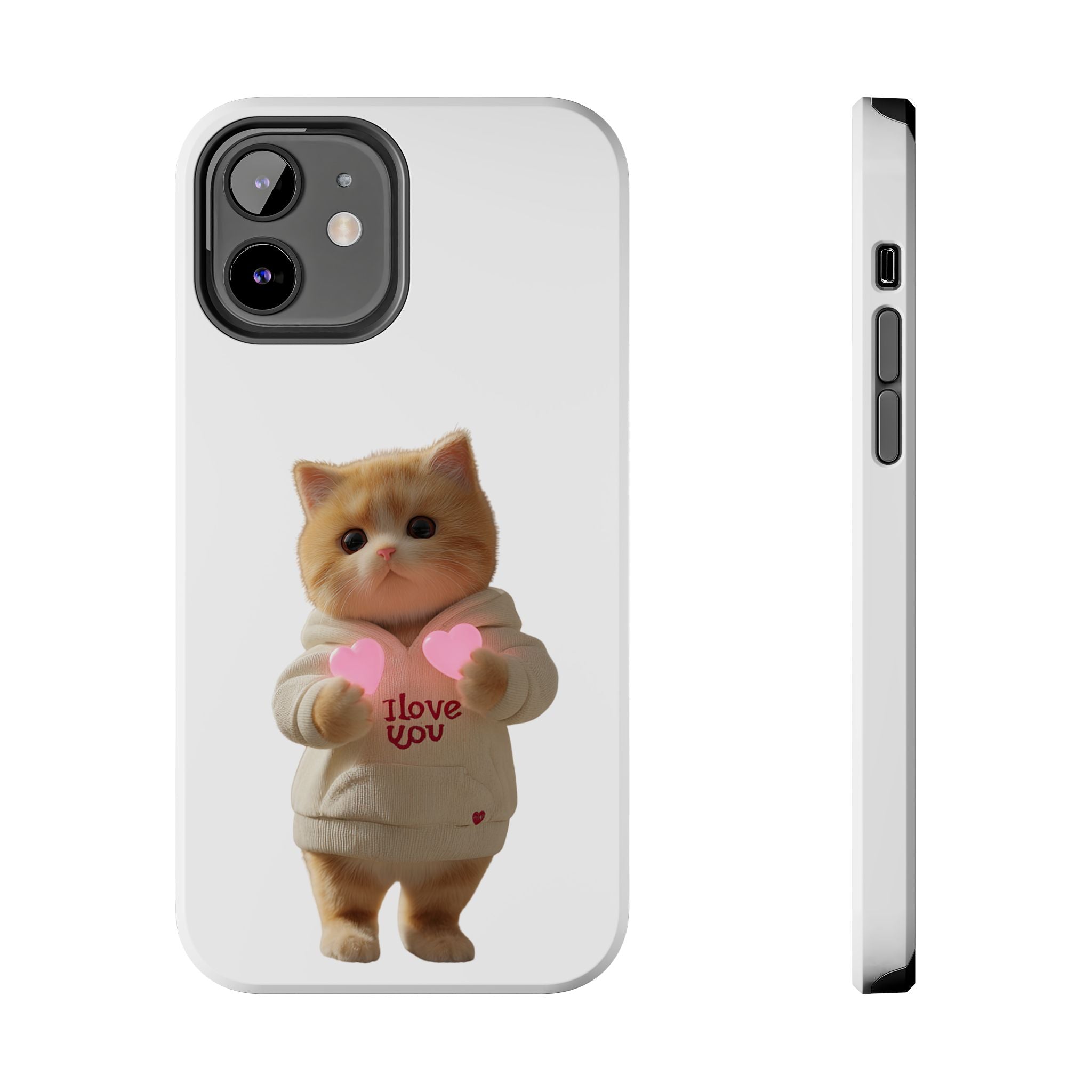 Cute Cat Tough Phone Case - I Love You Design