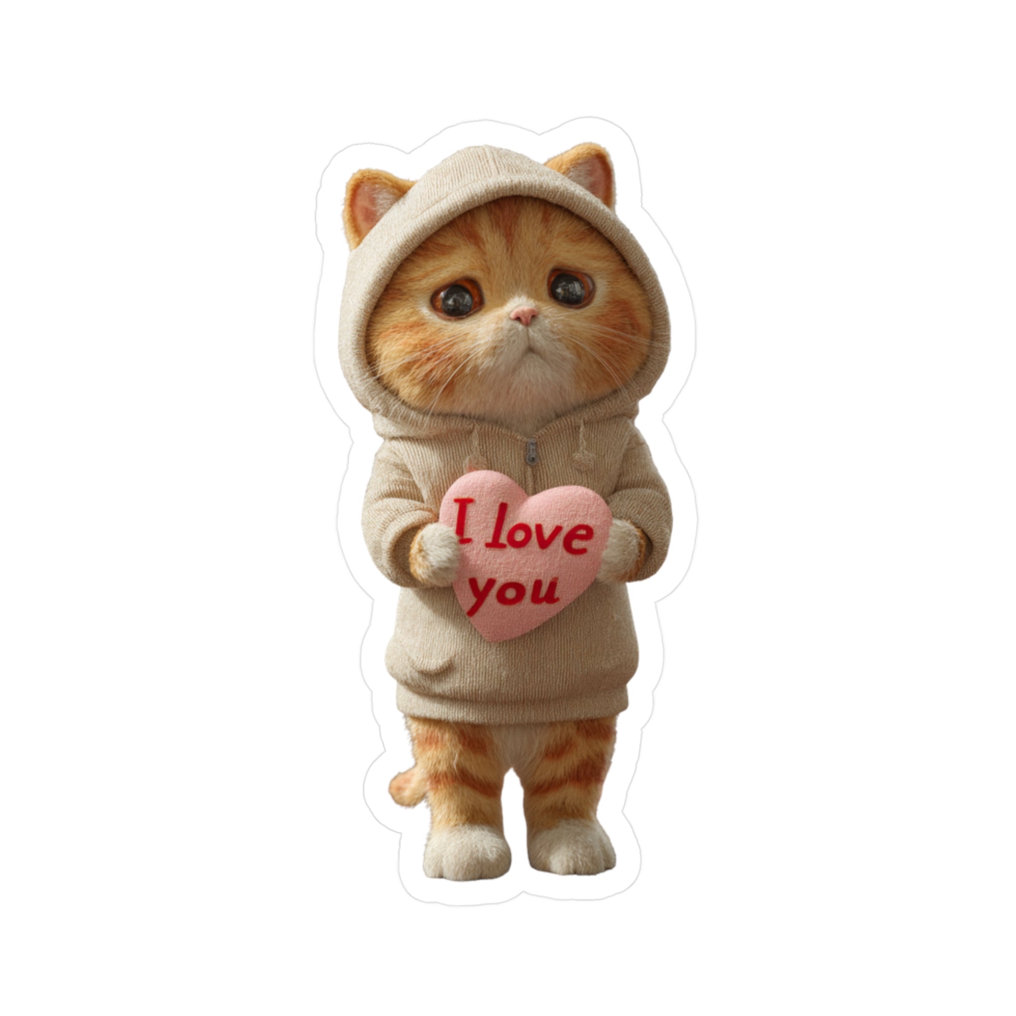 Cute Kitten 'I Love You' Vinyl Sticker — Kiss-Cut Decal for Laptops, Water Bottles & Gifts