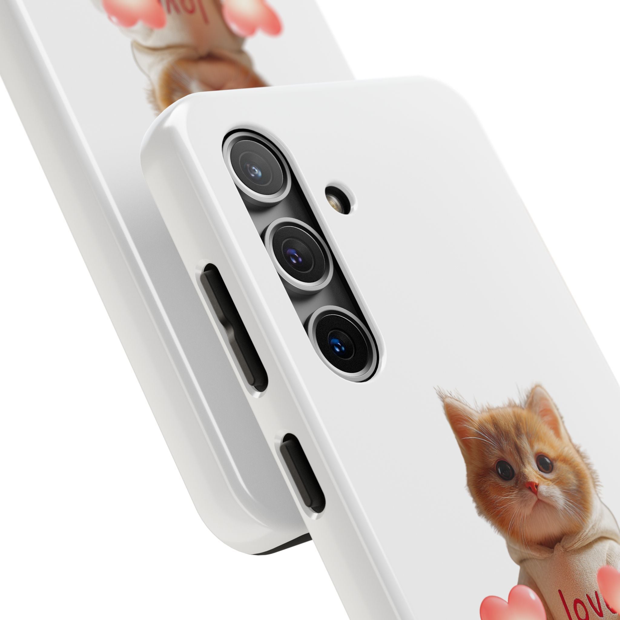 Cute Kitten ‘Love You’ Heart Paw Tough Protective Case