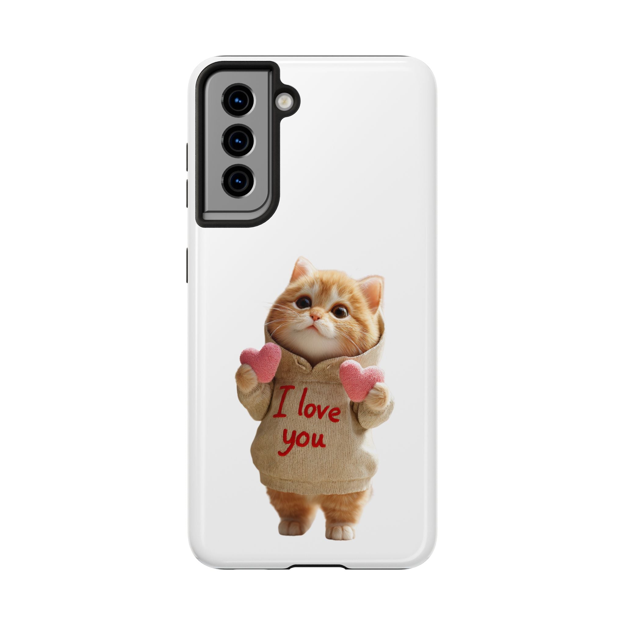 Cute Cat Phone Case with 'I Love You' Design