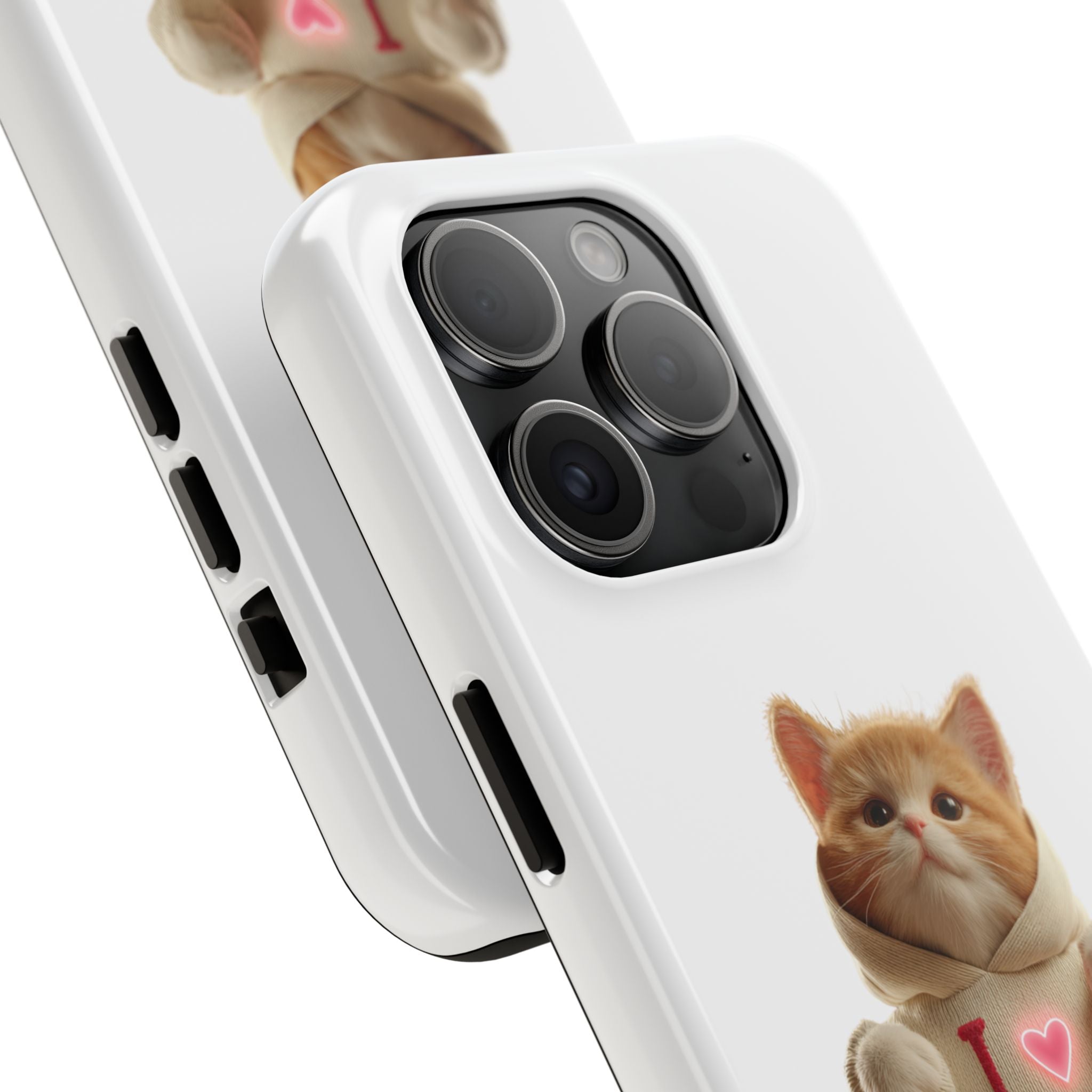 Cute Cat Tough Phone Case – 'I  You' Design